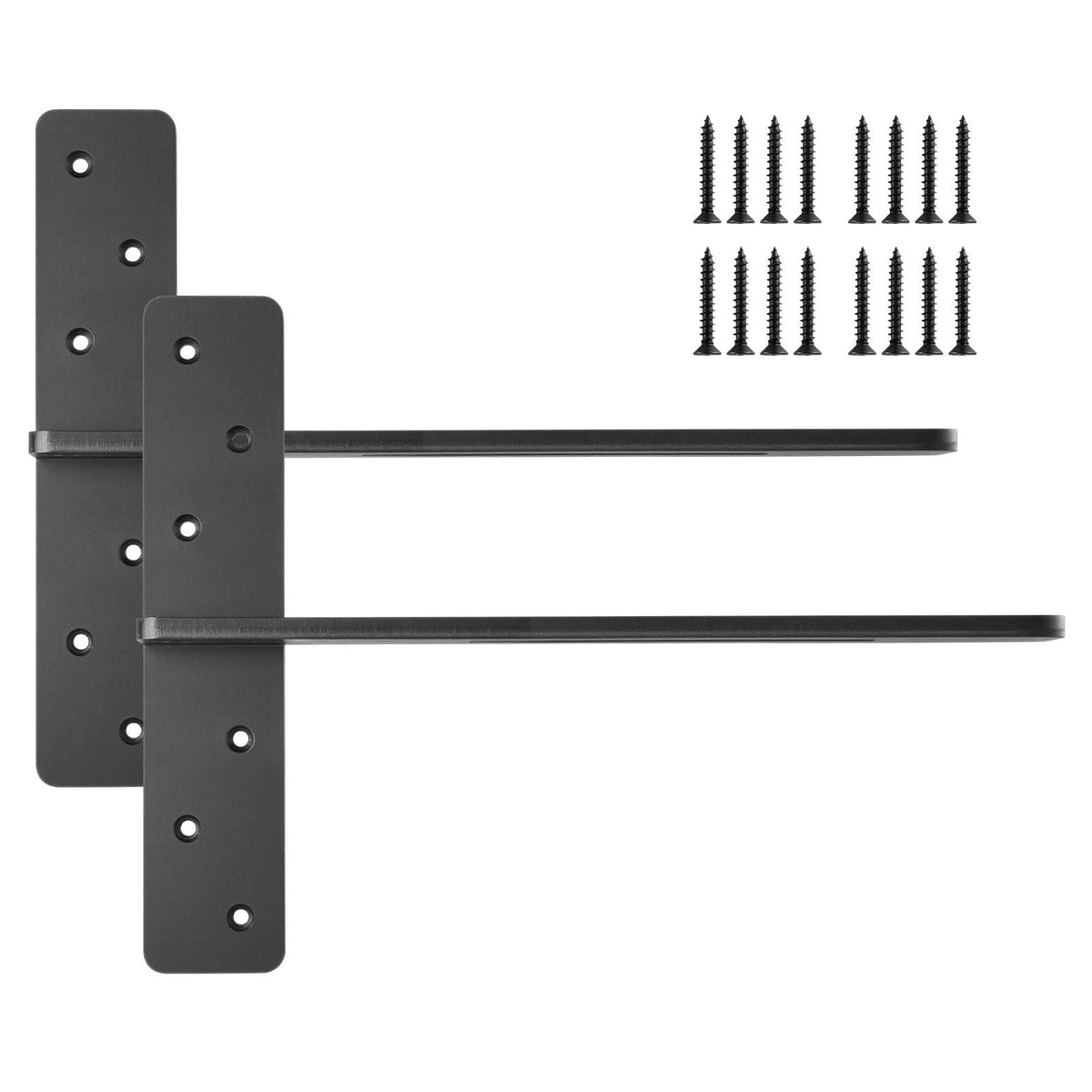 T Shelf Brackets 2 Pcs, 200 lbs/90 kg Weight Capacity, 16x2.89x12 in / 406.4x73.5x304.8 mm, Solid Steel Heavy Duty Brackets for Shelves, Countertop Support Floating Bracket Hardware with Screws
