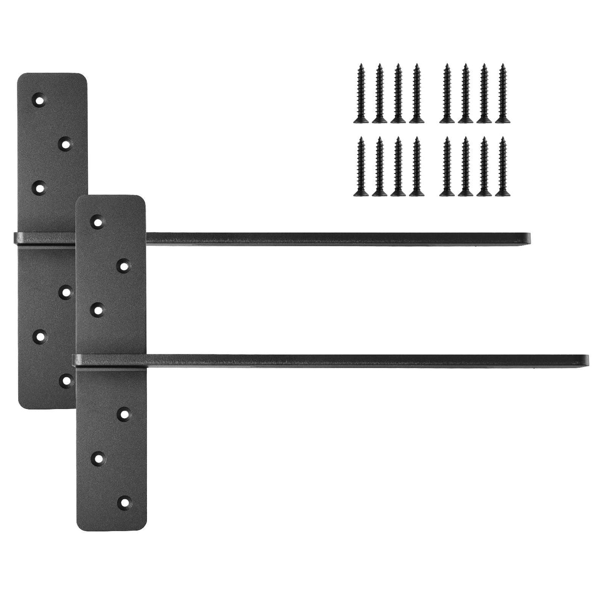 T Shelf Brackets 2 Pcs, 200 lbs/90 kg Weight Capacity, 18x2.89x12 in / 457.2x73.5x304.8 mm, Solid Steel Heavy Duty Brackets for Shelves, Countertop Support Floating Bracket Hardware with Screws