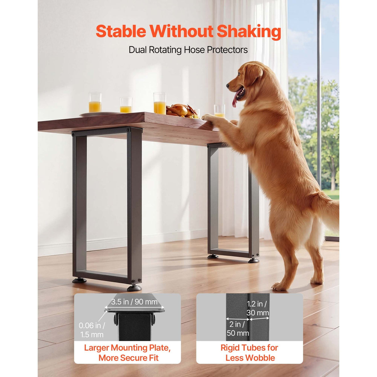 Table Legs, 29.1" H x 17.7" W Square Steel Furniture Legs, Modular Design, Easy Assembly, 2204 lbs Max Load Heavy Duty, for Home Office Desk, Workbenches, Dinner Bar Tables, Set of 2, Black