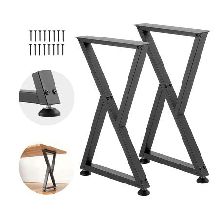 Table Legs, 29.1" H x 18.6" W Steel Furniture Legs, Modular Design, Easy Assembly, 2204 lbs Max Load Heavy Duty, Z Shape for Home Office Desk DIY, Coffee Dinner Tables, Workbench,2 PCS, Black