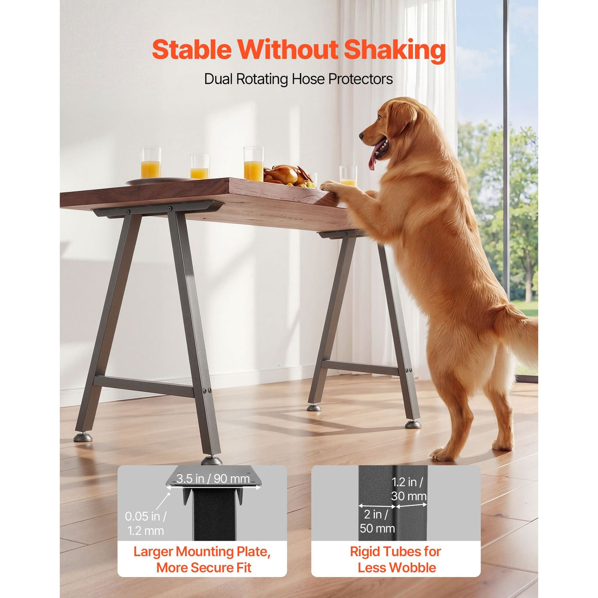 Table Legs, 29.1" H x 21.7" W Trapezoid Steel Furniture Legs, Modular Design, Easy Assembly, 2204 lbs Max Load Heavy Duty, Ideal for Home Office Desk, Coffee Dinner Bar Tables,Set of 2, Black