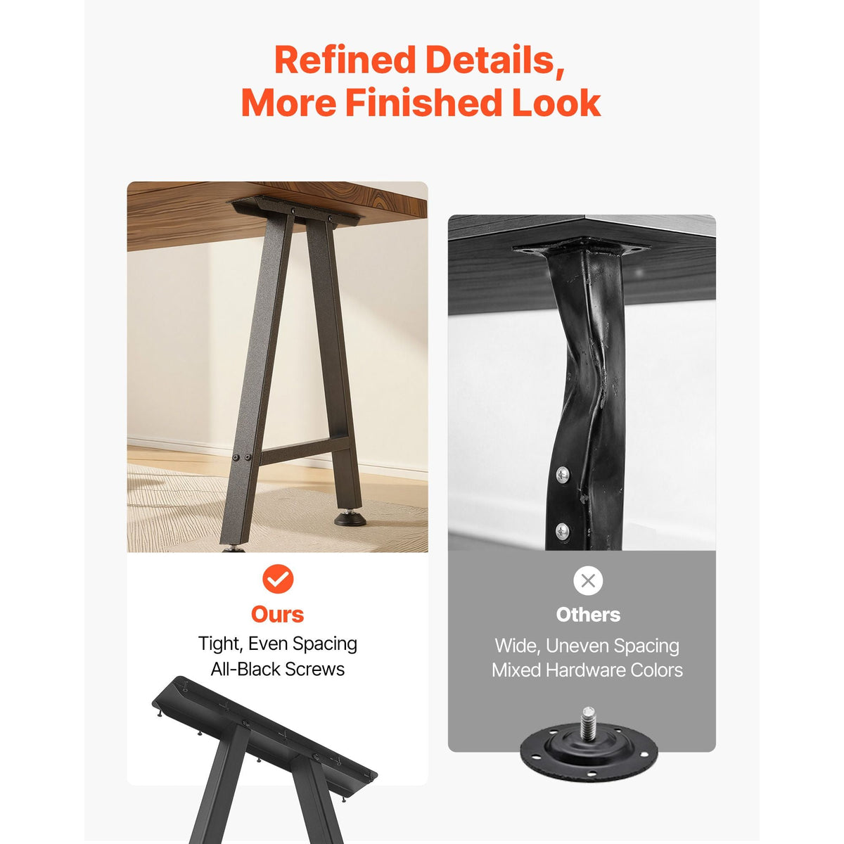 Table Legs, 29.1" H x 21.7" W Trapezoid Steel Furniture Legs, Modular Design, Easy Assembly, 2204 lbs Max Load Heavy Duty, Ideal for Home Office Desk, Coffee Dinner Bar Tables,Set of 2, Black