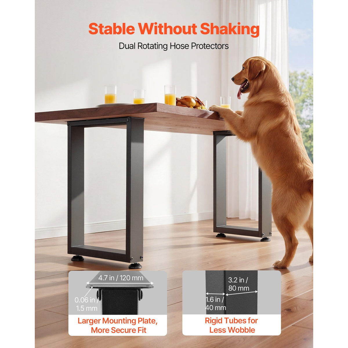 Table Legs, 29.5" H x 23.6" W Square Steel Furniture Legs, Modular Design, Easy Assembly, 2204 lbs Max Load Heavy Duty, for Home Office Desk, Workbenches, Dinner Bar Tables, Set of 2, Black