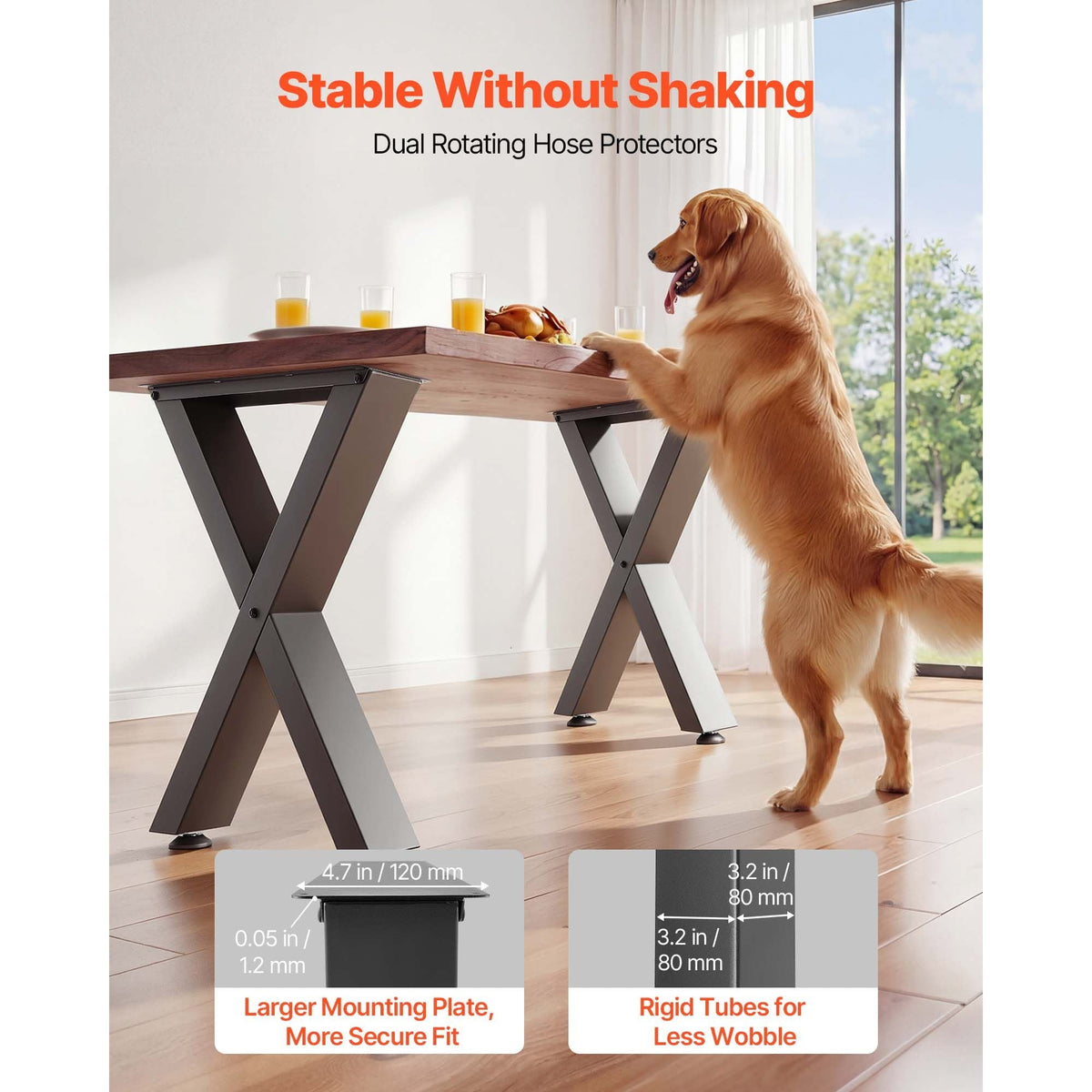 Table Legs, 29.5" H x 29.9" W Steel Furniture Legs, Modular Design, Easy Assembly, 2204 lbs Max Load Heavy Duty, for Home Office Desk, Coffee Dinner Bar Tables, Workbench,2 PCS, X Frame, Black