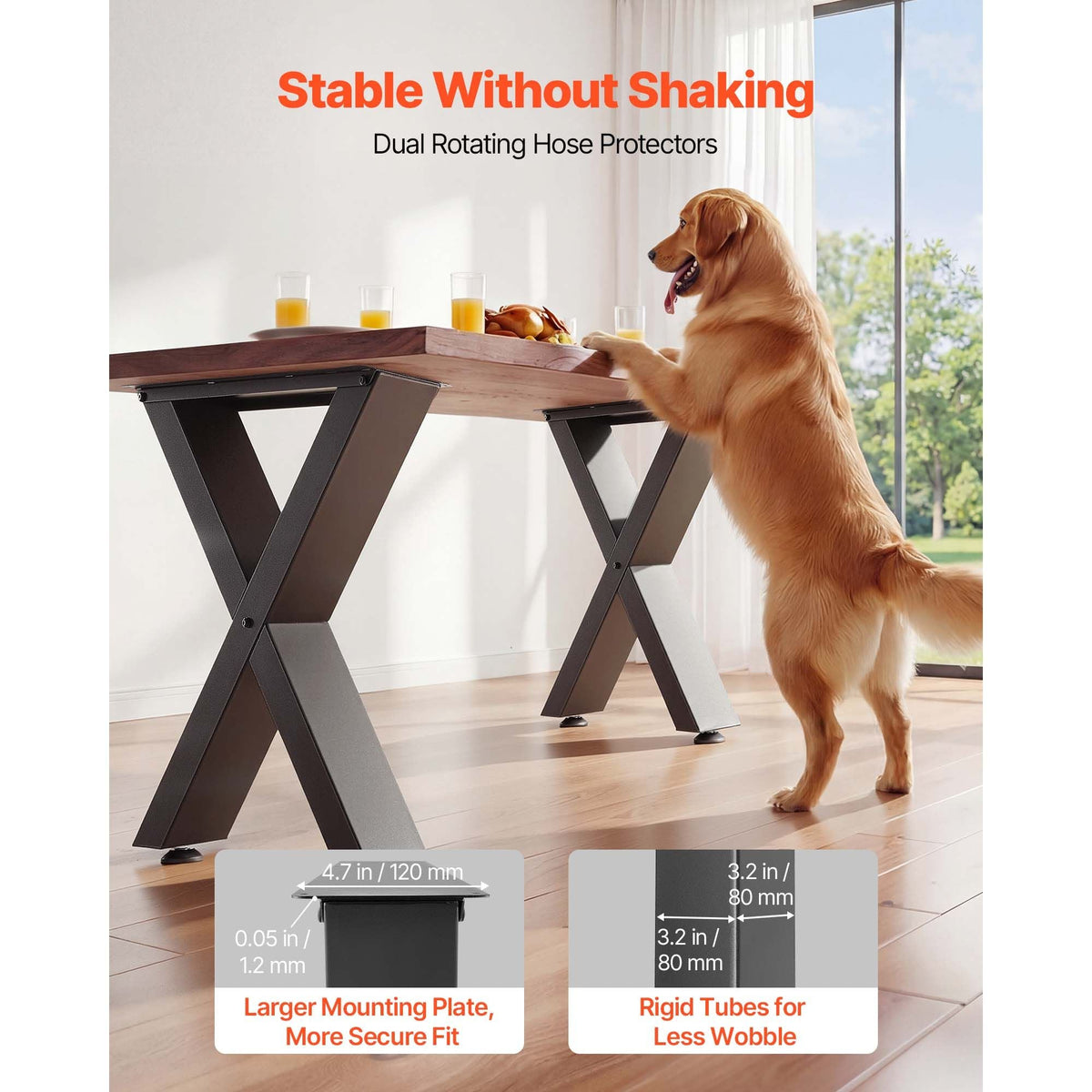 Table Legs, 29.5" H x 31.1" W Steel Furniture Legs, Modular Design, Easy Assembly, 2204 lbs Max Load Heavy Duty, for Home Office Desk, Coffee Dinner Bar Tables, Workbench,2 PCS, X Frame, Black