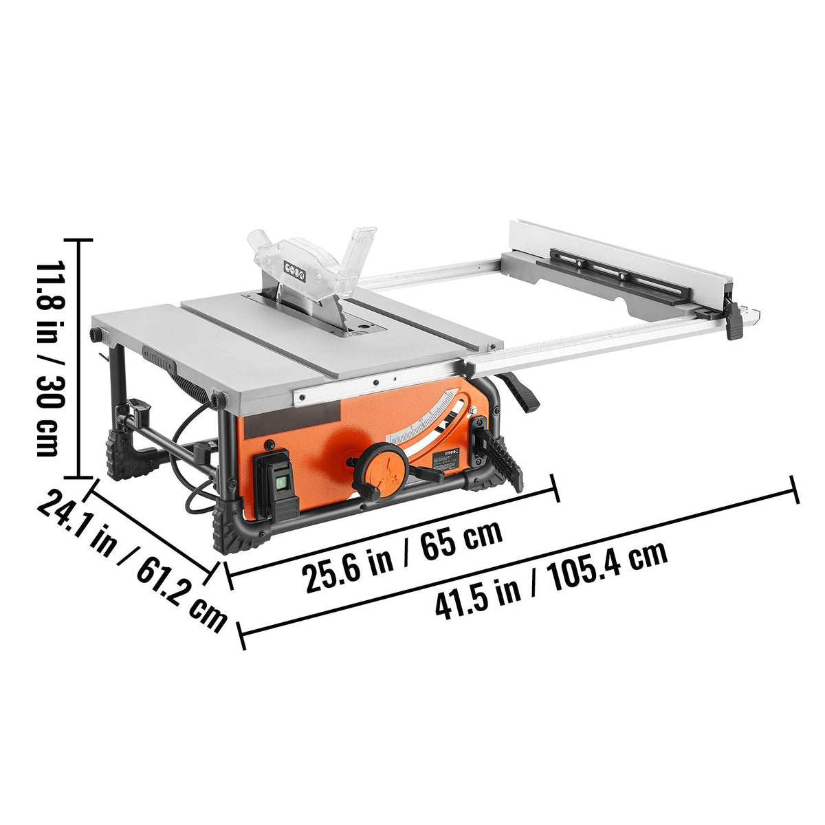 Table Saw for Jobsite, 10-inch 15-Amp, 25-in Max Rip Capacity, Cutting Speed up to 4500RPM, 40T Blade, Portable Compact Tablesaw with Sliding Miter Gauge for DIY Woodworking and Furniture Making
