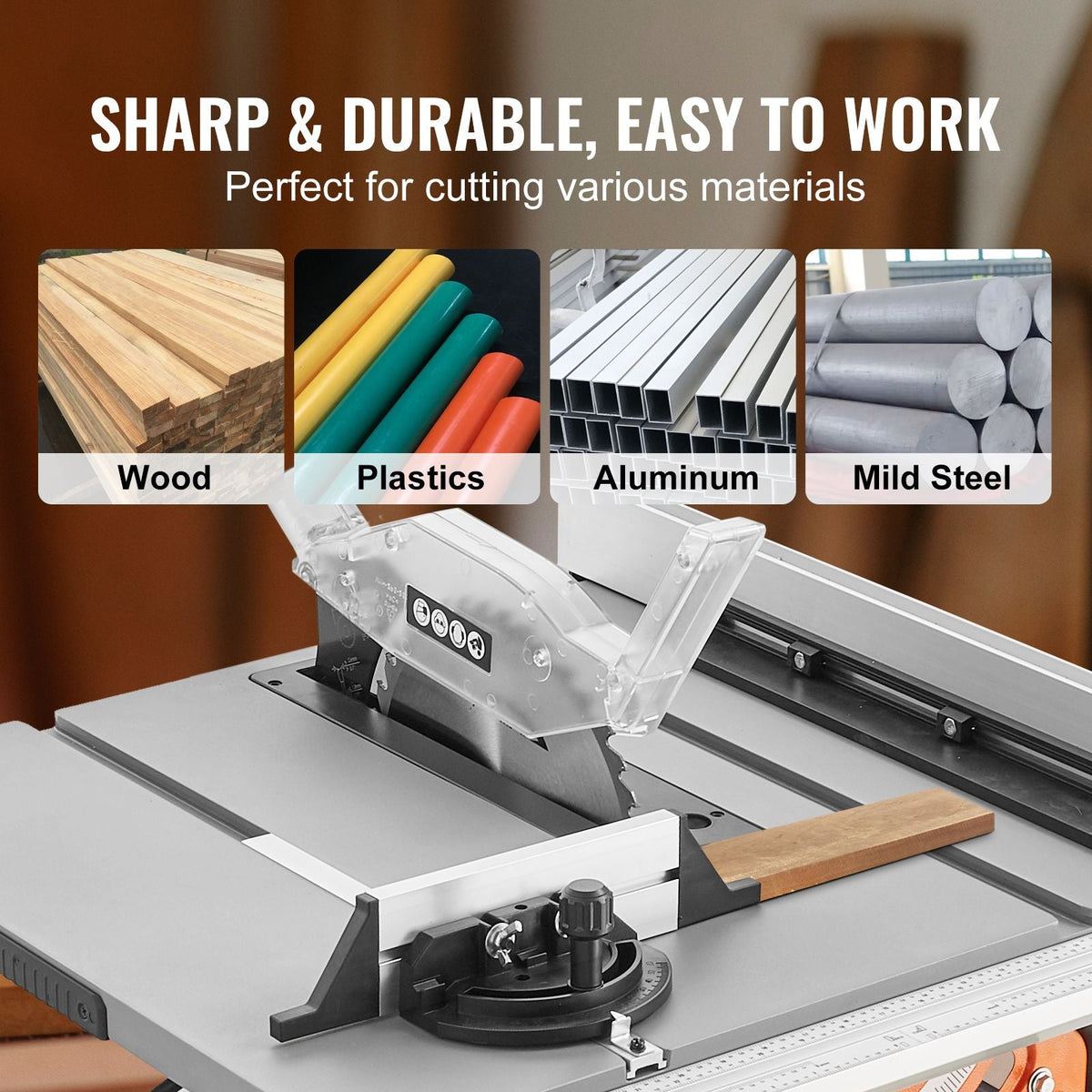Table Saw for Jobsite, 10-inch 15-Amp, 25-in Max Rip Capacity, Cutting Speed up to 4500RPM, 40T Blade, Portable Compact Tablesaw with Sliding Miter Gauge for DIY Woodworking and Furniture Making