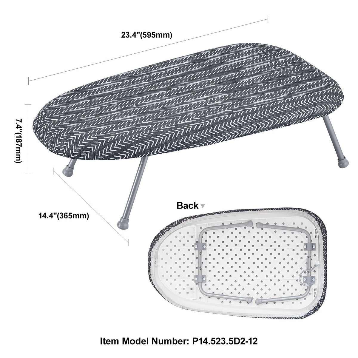 Tabletop Ironing Board 23.4 x 14.4, Small Iron Board with Heat Resistant Cover and 100% Cotton Cover, Mini Ironing Board with 7mm Thickened Needle Cotton Layer for Small Spaces, Travel Use