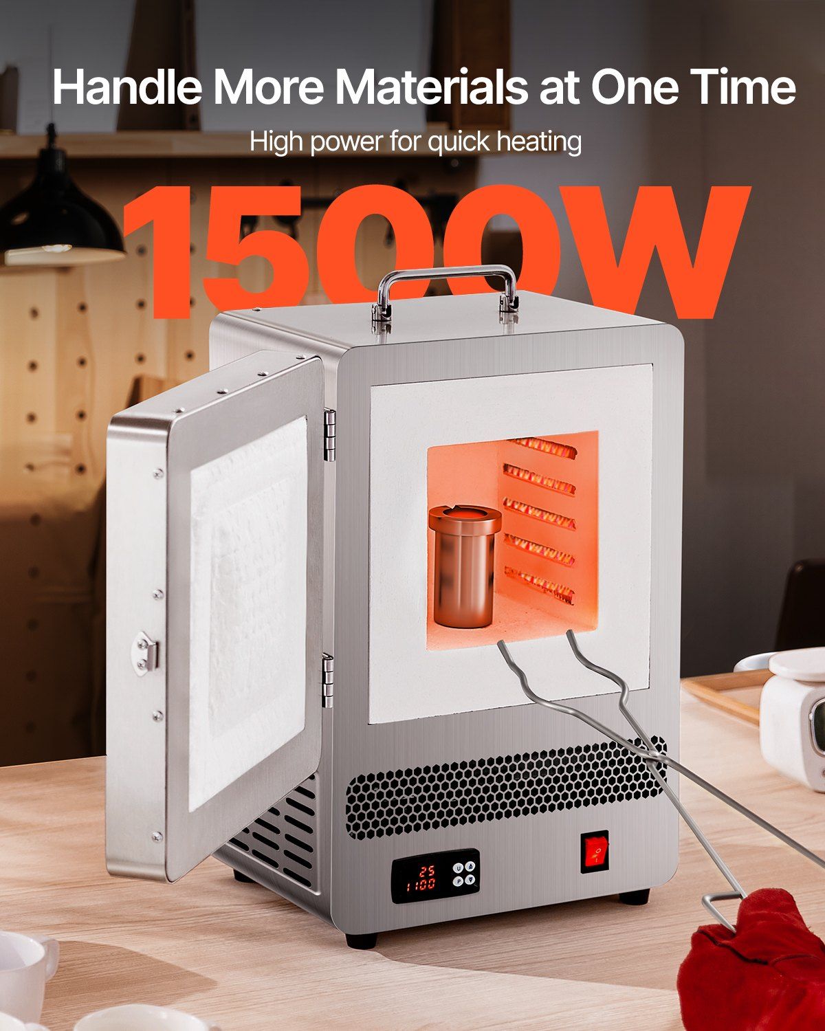 Tabletop Kiln Melter 1500W Electric Kiln 2192°F Max Temperature Melting Furnace