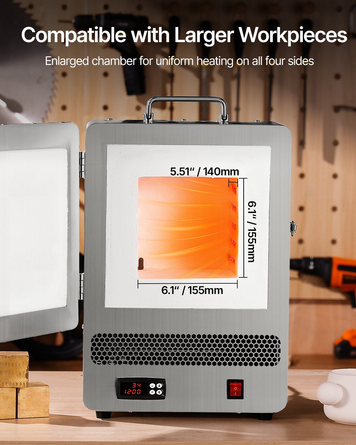 Tabletop Kiln Melter 1500W Electric Kiln 2192°F Max Temperature Melting Furnace