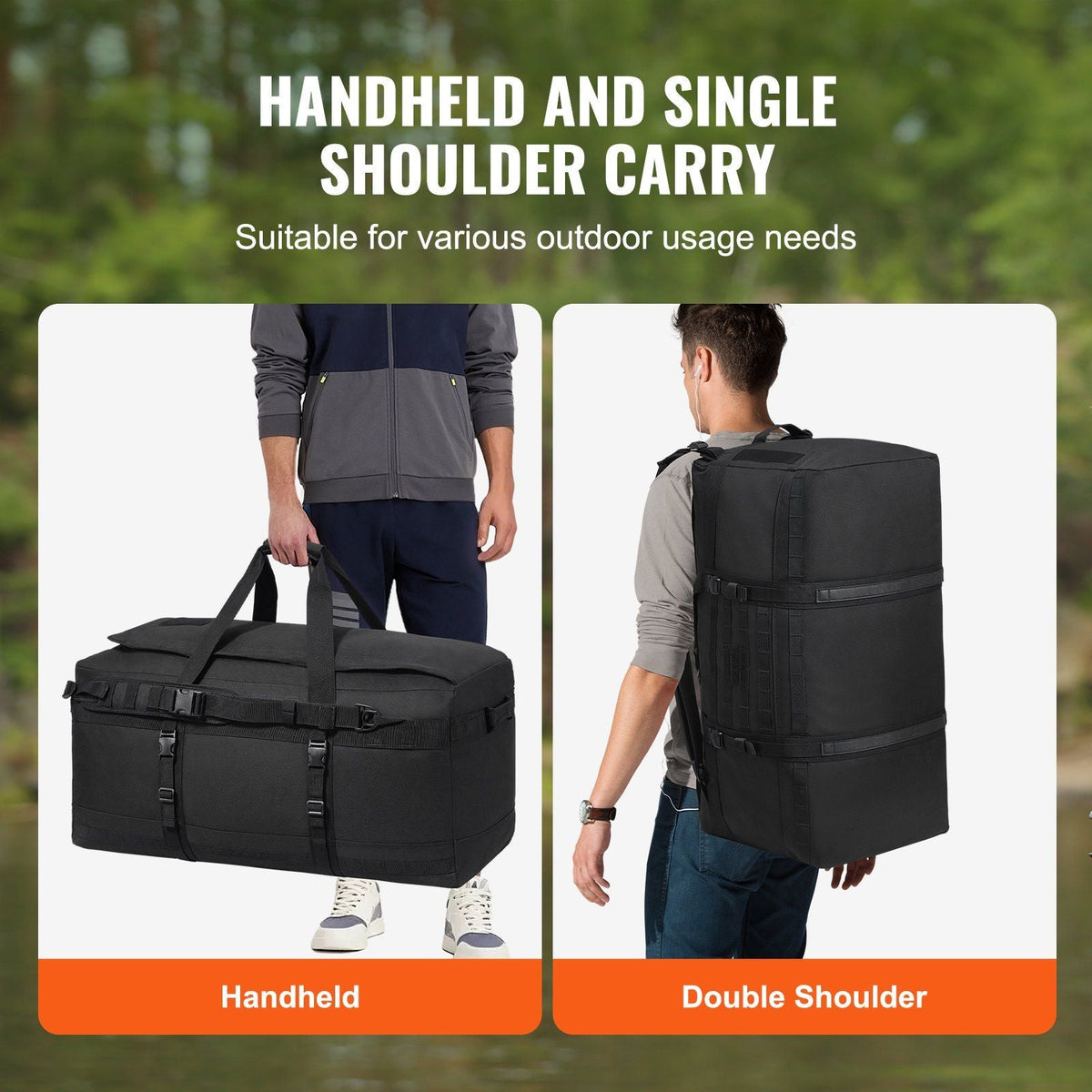 Tactical Duffle Bag 100L Gym Bag Duffle with Molle Design and Multi-mesh Bag, for workouts, cycling, gym sessions, beach trips, swimming pools, hunting, hiking, camping, and many outdoor activities