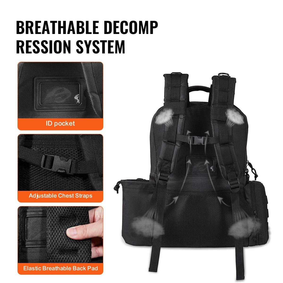 Tactical Range Backpack for 6 Pistols, Gun Backpack with 6 Independent Pistol Bags & 10 Magazines, Pistol Backpack for Outdoor Hunting Shooting, Range Bag for Handguns Lockable Zipper, Black