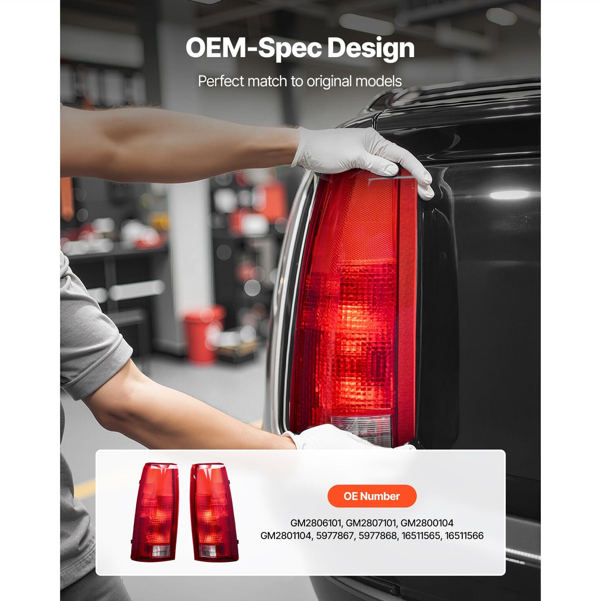 Tail Light Assembly Compatible with 1988-1999 Chevy/GMC C/K 1500 2500 3500, 1992-1999 Chevy/GMC Suburban 1500/2500, 2PCS Left & Right Side Taillight Rear Brake Lamps with Halogen Bulbs