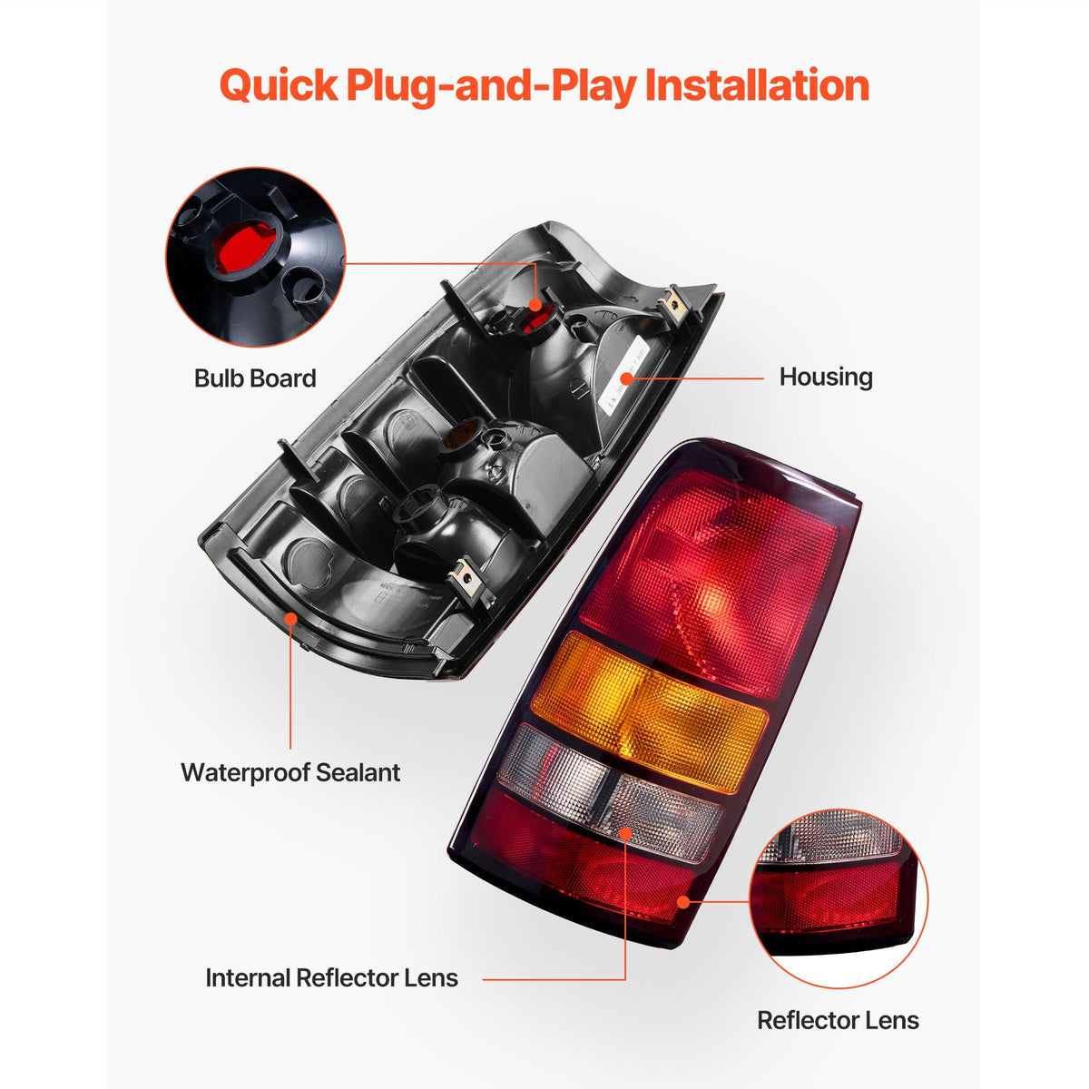 Tail Light Assembly Compatible with 1999-2003 Chevy Silverado 1999-2006 GMC Sierra 1500 1500 HD 2500 2500 HD 3500, 2007 GMC Sierra Classic Driver & Passenger Side Taillights without Bulbs (2PCS)