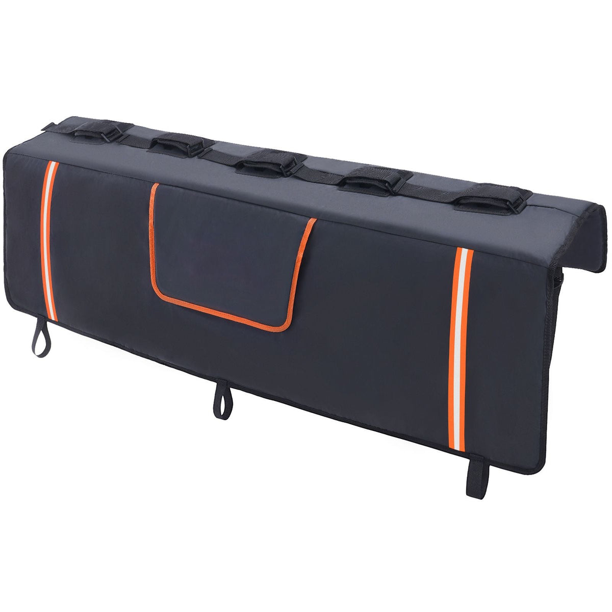 Tailgate Bike Pad, 53" Truck Tailgate Pad Carry 5 Mountain Bikes, Upgraded Grooves Tailgate Protection Pad with Reflective Strips and Tool Pockets, with Camera Opening for Mid-Size Pickup Trucks