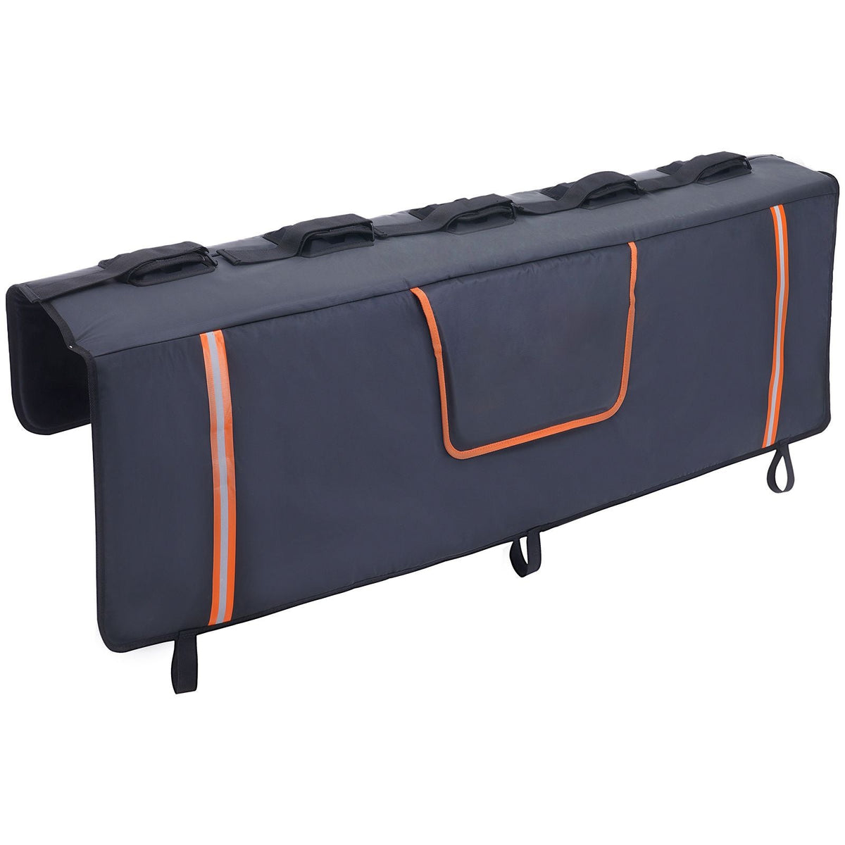 Tailgate Bike Pad, 53" Truck Tailgate Pad Carry 5 Mountain Bikes, Upgraded Grooves Tailgate Protection Pad with Reflective Strips and Tool Pockets, with Camera Opening for Mid-Size Pickup Trucks
