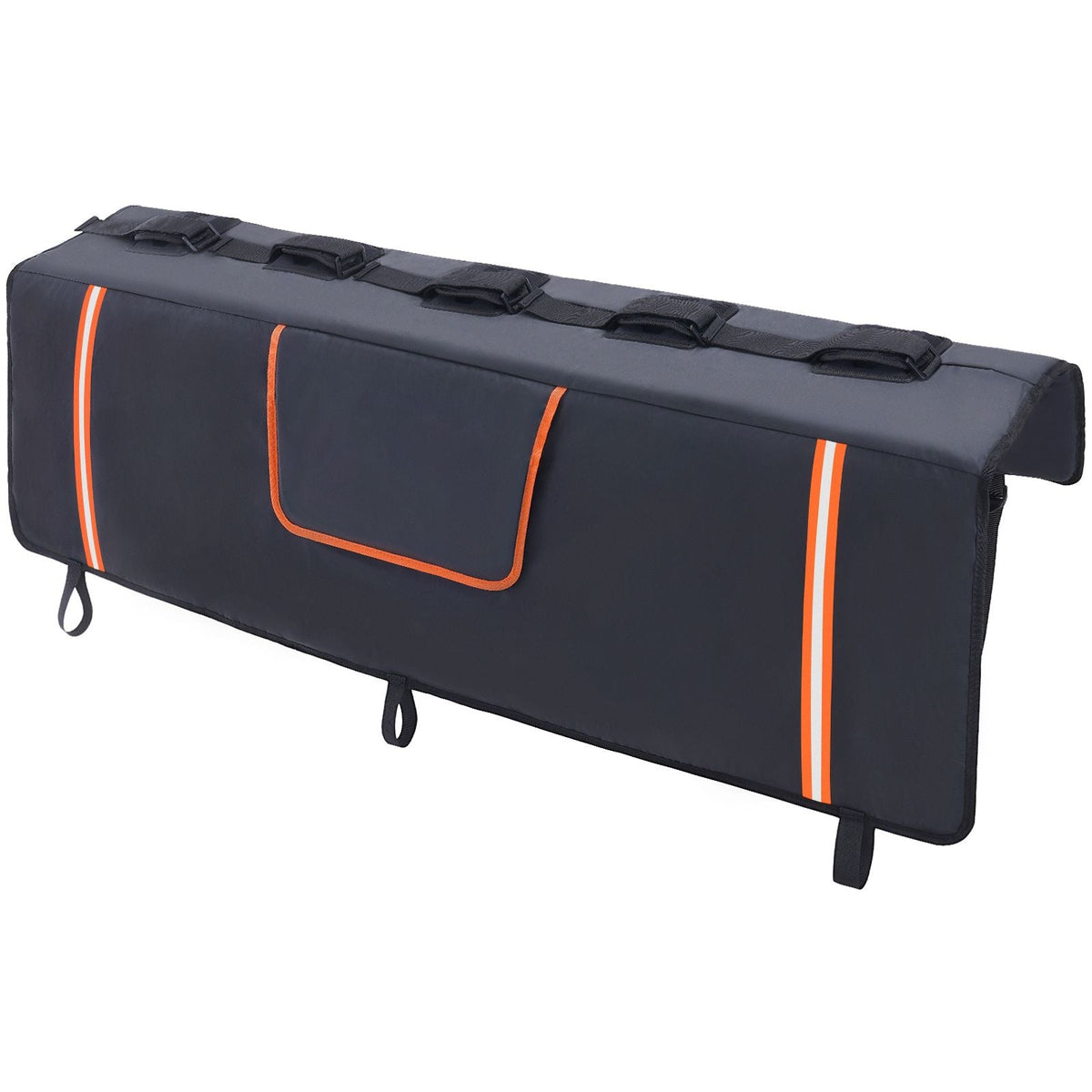 Tailgate Bike Pad, 53" Truck Tailgate Pad Carry 5 Mountain Bikes, Upgraded Grooves Tailgate Protection Pad with Reflective Strips and Tool Pockets, with Camera Opening for Mid-Size Pickup Trucks