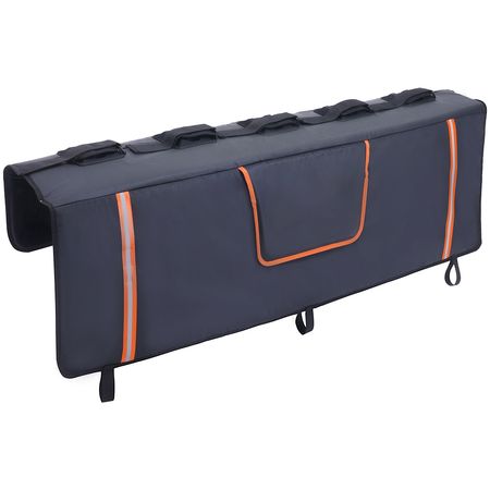 Tailgate Bike Pad, 53" Truck Tailgate Pad Carry 5 Mountain Bikes, Upgraded Grooves Tailgate Protection Pad with Reflective Strips and Tool Pockets, with Camera Opening for Mid-Size Pickup Trucks