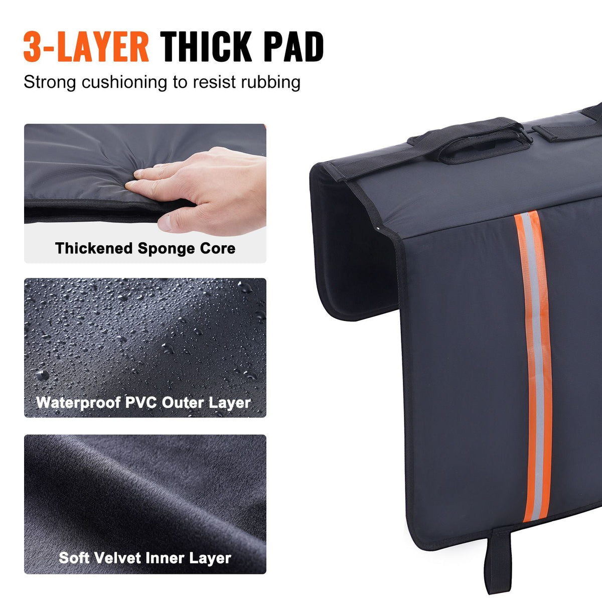 Tailgate Bike Pad, 62" Truck Tailgate Pad Carry 6 Mountain Bikes, Upgraded Grooves Tailgate Protection Pad with Reflective Strips and Tool Pockets, with Camera Opening for Most Pickup Trucks