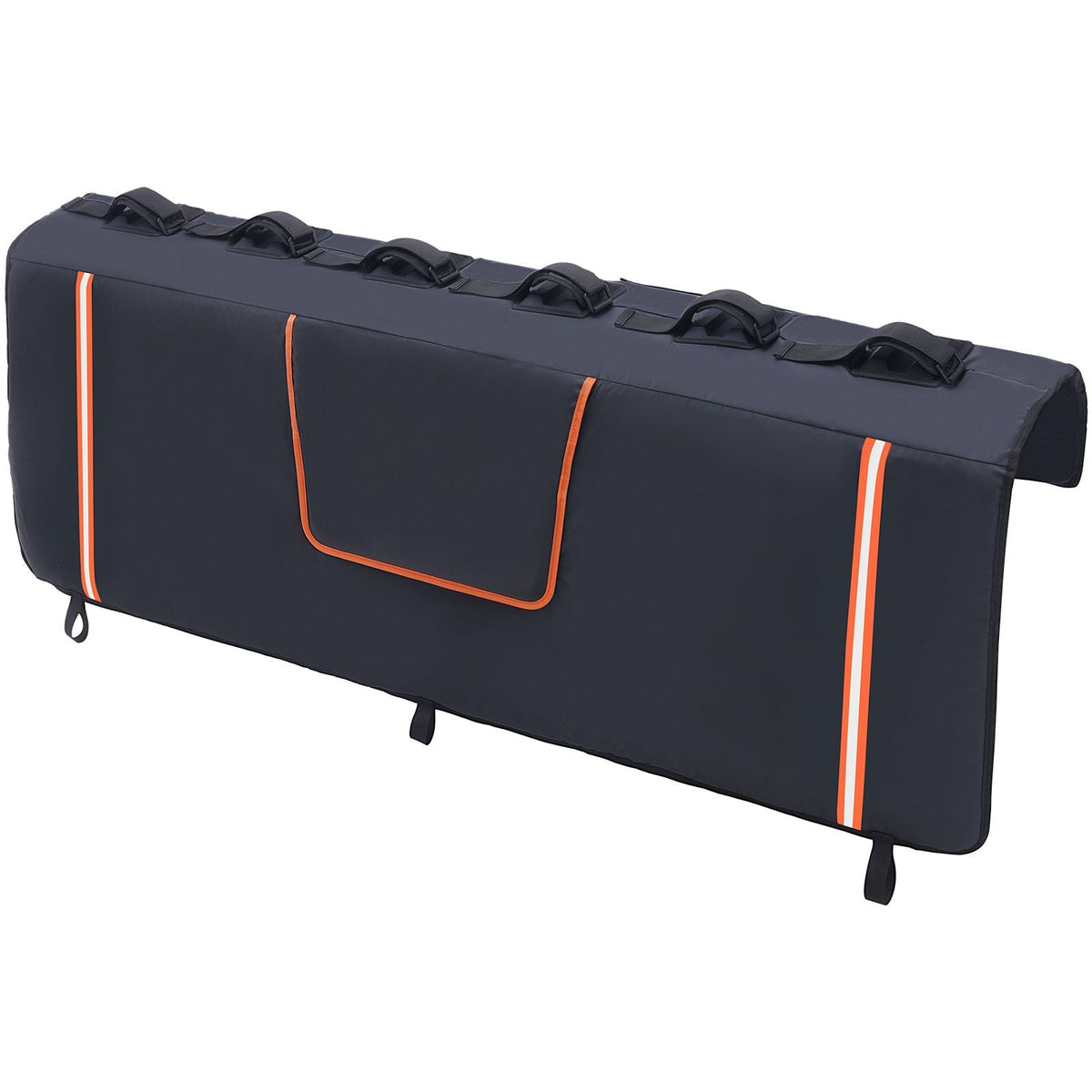 Tailgate Bike Pad, 62" Truck Tailgate Pad Carry 6 Mountain Bikes, Upgraded Grooves Tailgate Protection Pad with Reflective Strips and Tool Pockets, with Camera Opening for Most Pickup Trucks
