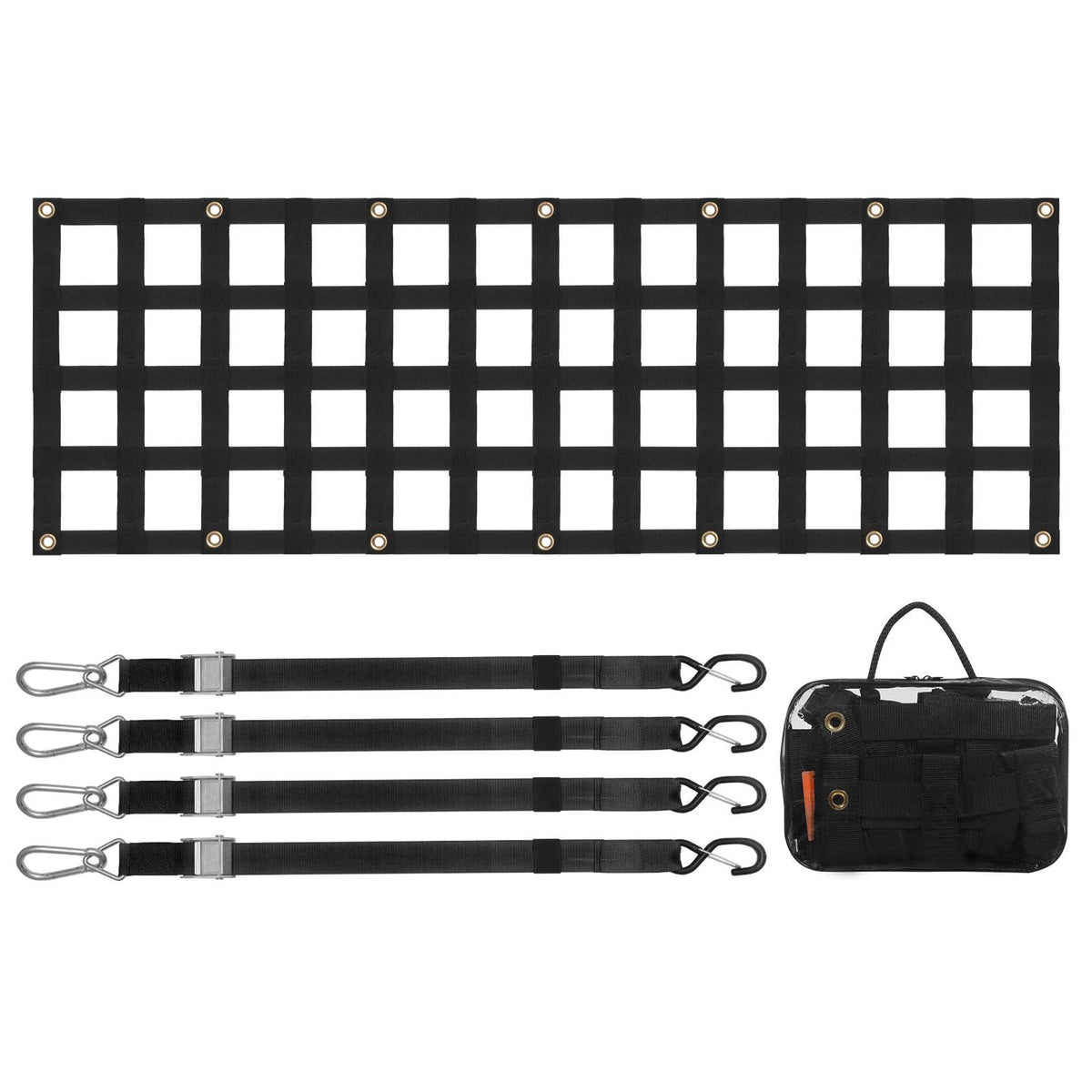 Tailgate Net, 60 in x 18 in, Heavy Duty Cargo Net for Truck Bed with 4 Adjustable Telescopic Straps, Extendable & Durable, Flexible Adjustment, Suitable for Pickup, Trailer, Truck, Jeep, SUV