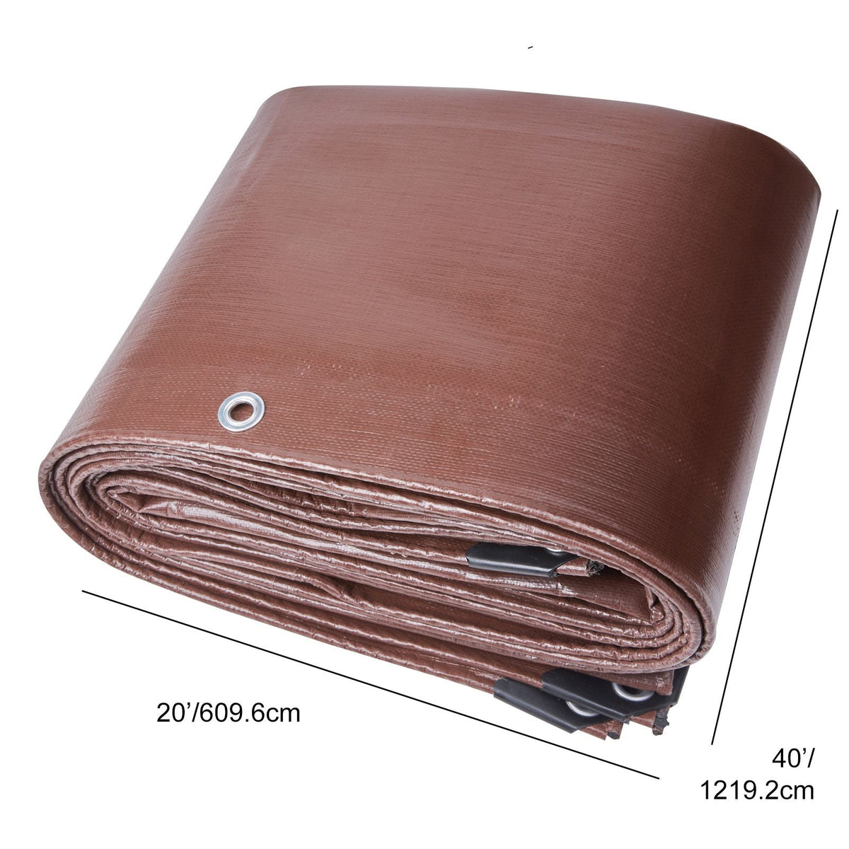 Tarp 20x40 ft 16 Mil Extra Thick, Waterproof Poly Plastic Tarps Cover, Multi-Purpose Outdoor Tarpaulin with Grommets & Reinforced Edges for Truck, RV, Boat, Camping (Brown)