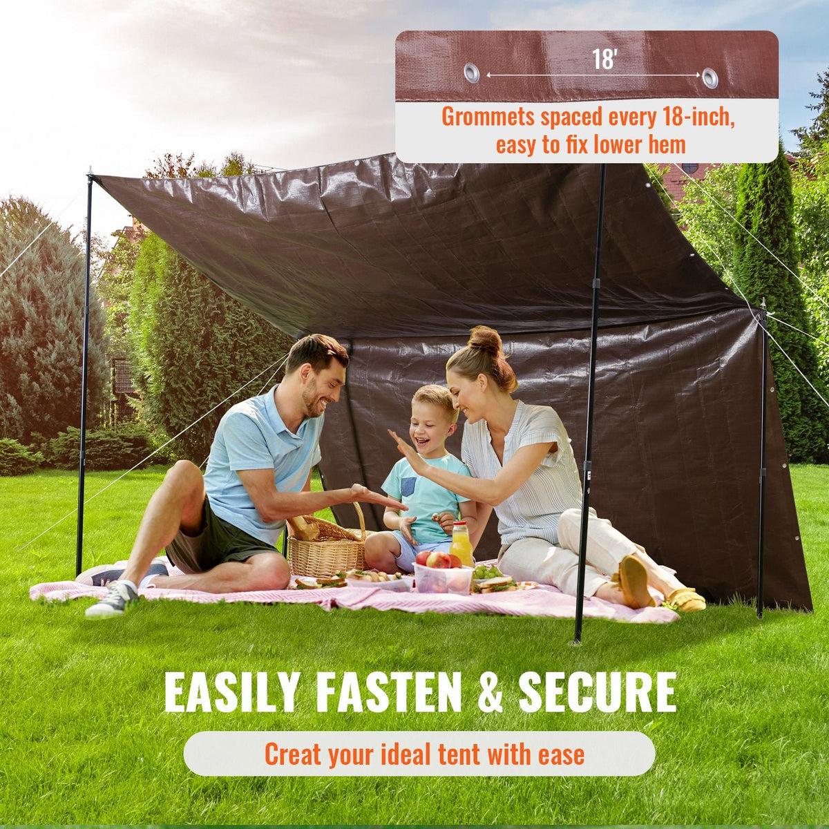 Tarp 20x40 ft 16 Mil Extra Thick, Waterproof Poly Plastic Tarps Cover, Multi-Purpose Outdoor Tarpaulin with Grommets & Reinforced Edges for Truck, RV, Boat, Camping (Brown)