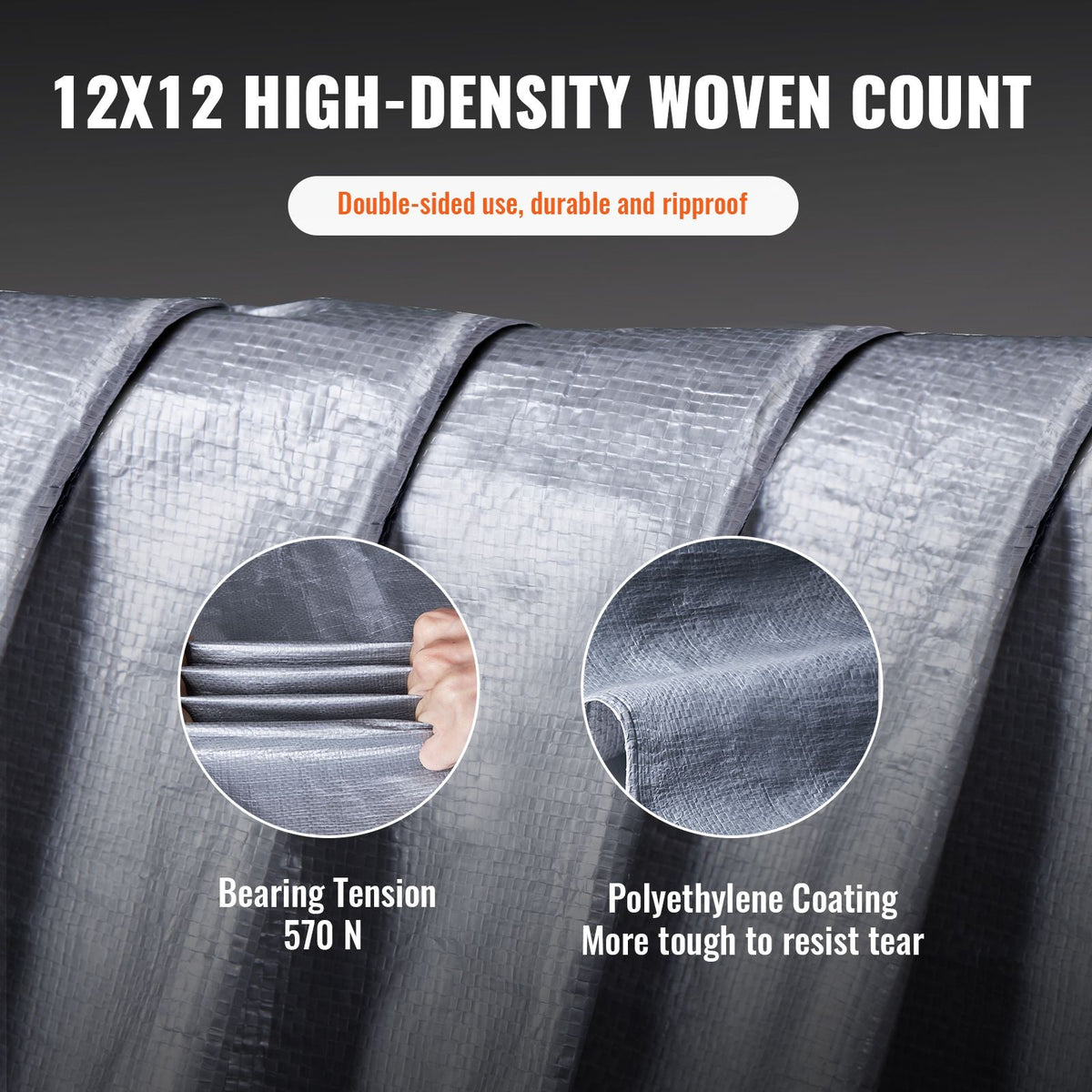 Tarp Waterproof 16x20 ft, Plastic Poly Tarp Cover 10 Mil, Multi Purpose Tear UV and Temperature Resistant Outdoor Tarpaulin with High Durability Reinforced Grommets (Silver/Brown)