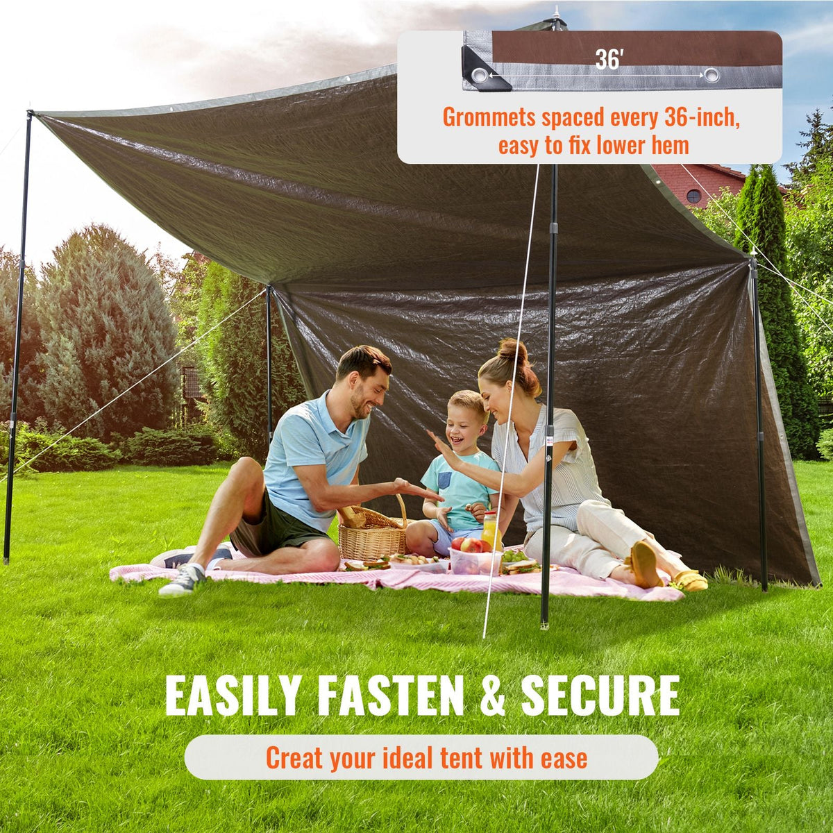 Tarp Waterproof 16x20 ft, Plastic Poly Tarp Cover 10 Mil, Multi Purpose Tear UV and Temperature Resistant Outdoor Tarpaulin with High Durability Reinforced Grommets (Silver/Brown)