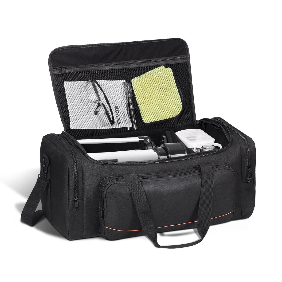 Telescope Case, 22 in, Telescope Storage Bag with Fixed Buckles, Multi-Pocket & Detachable Divider for Telescope, Shock-Absorbent Telescope Carrying Case to Easily Secure Optical Tube & Tripod