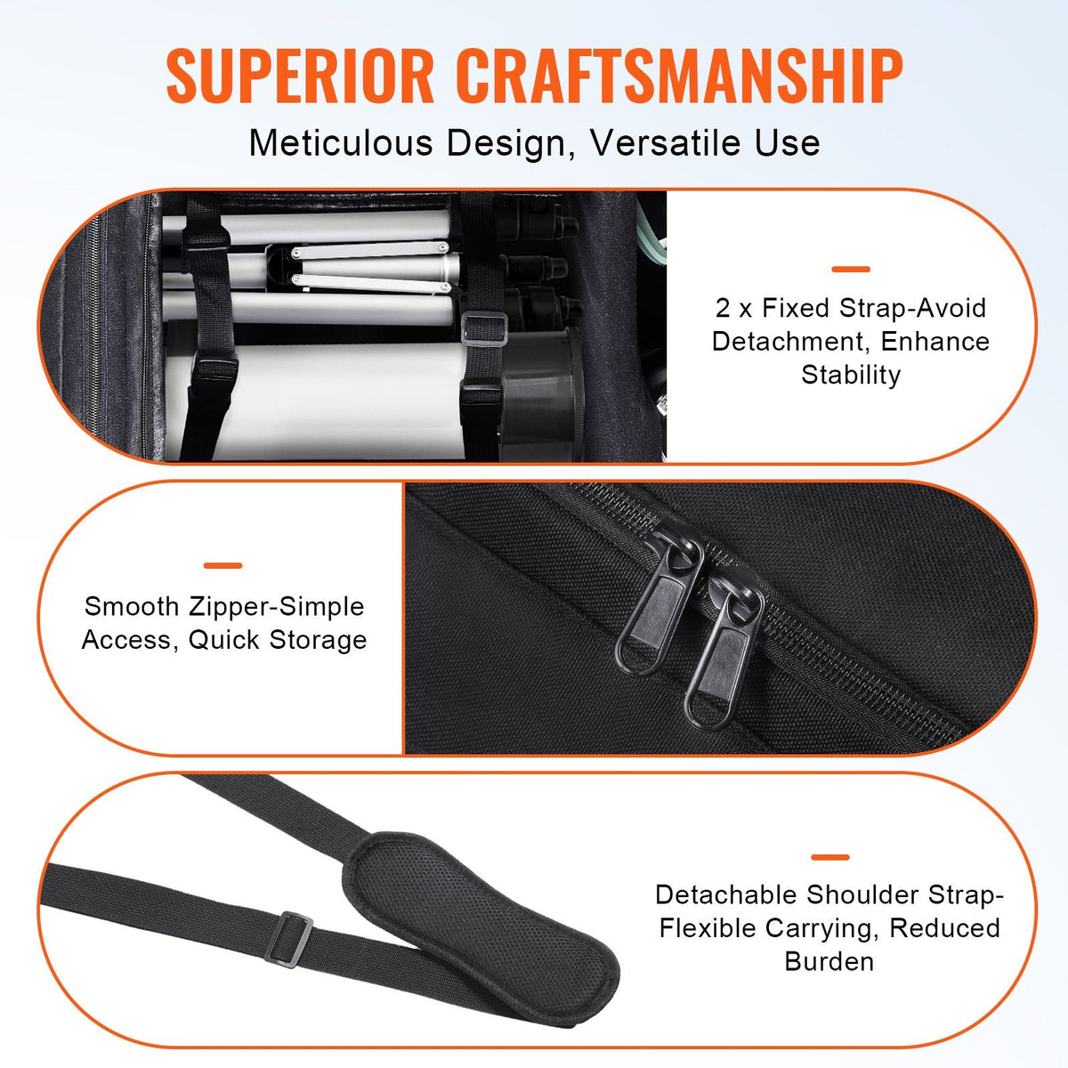 Telescope Case, 22 in, Telescope Storage Bag with Fixed Buckles, Multi-Pocket & Detachable Divider for Telescope, Shock-Absorbent Telescope Carrying Case to Easily Secure Optical Tube & Tripod