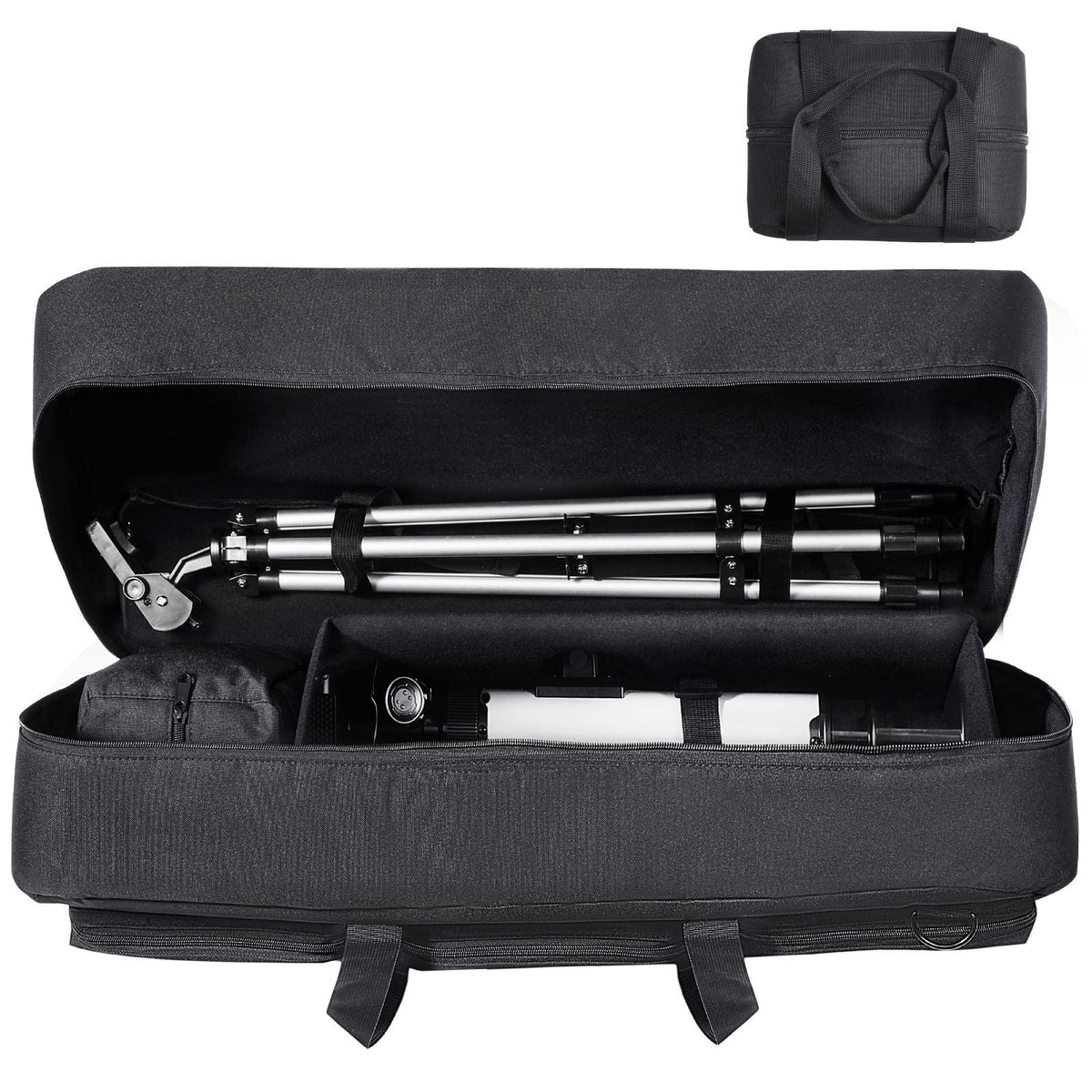 Telescope Case, 30', Telescope Storage Bag with Fixed Buckles, Multi-Pocket & Detachable Divider, Shock-Absorbent Telescope Travel Carrying Case for Optical Tube & Tripod, Counterweight Pocket