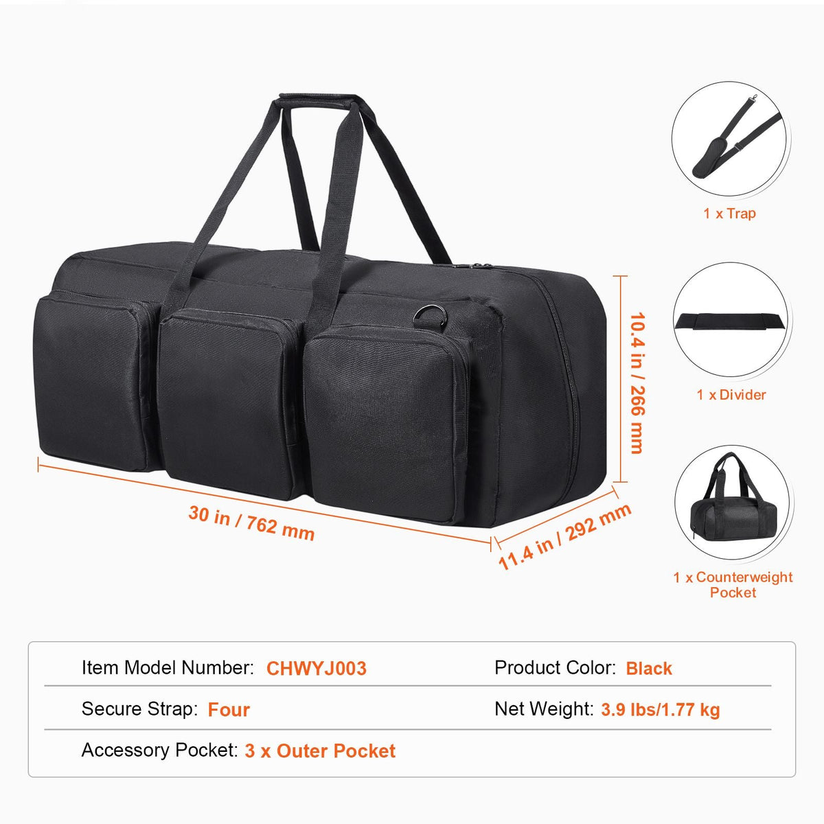 Telescope Case, 30', Telescope Storage Bag with Fixed Buckles, Multi-Pocket & Detachable Divider, Shock-Absorbent Telescope Travel Carrying Case for Optical Tube & Tripod, Counterweight Pocket