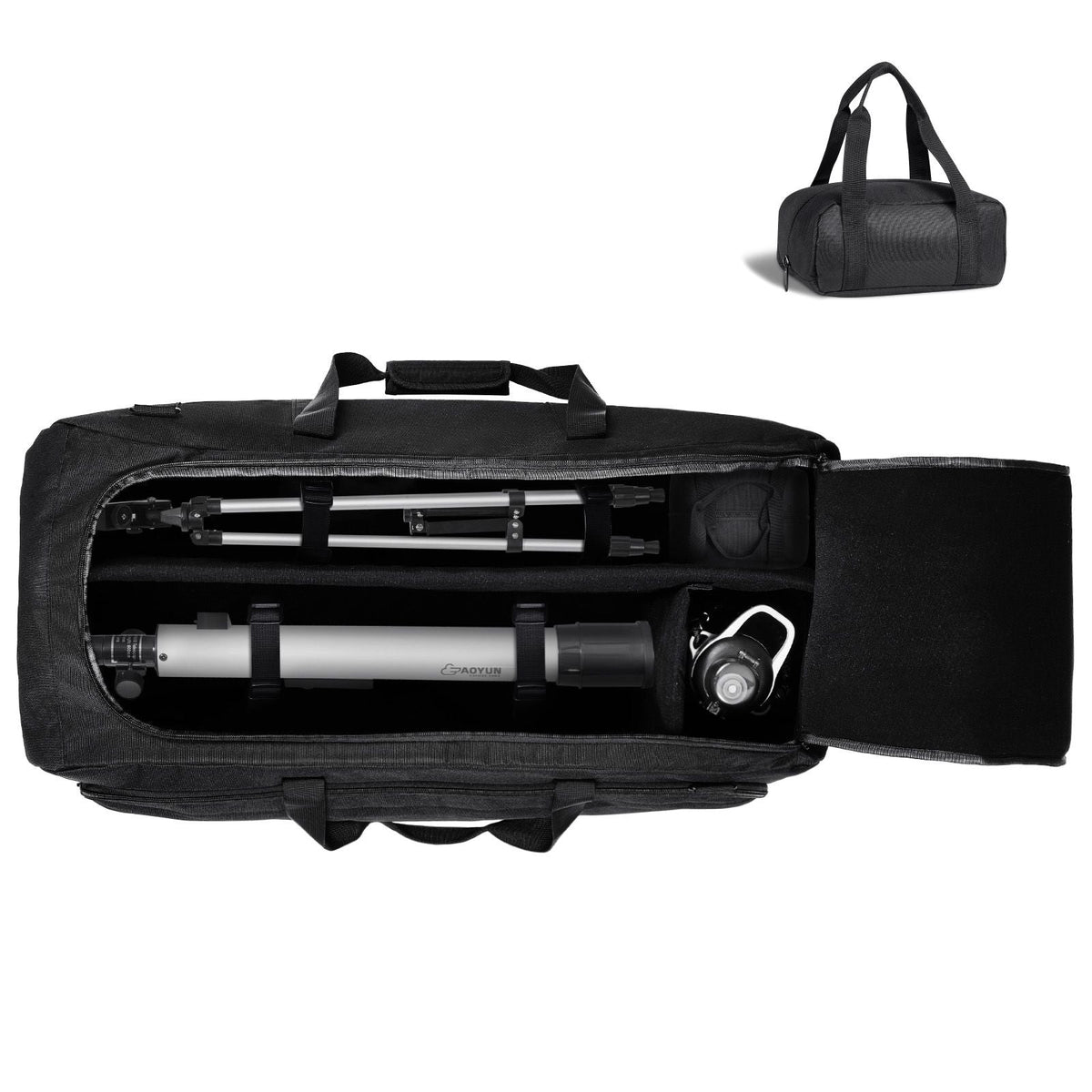 Telescope Case, 30.3", Telescope Storage Bag with Fixed Buckles, Multi-Pocket & Detachable Divider, Shock-Absorbent Telescope Travel Carrying Bag for Optical Tube & Tripod, Counterweight Pocket