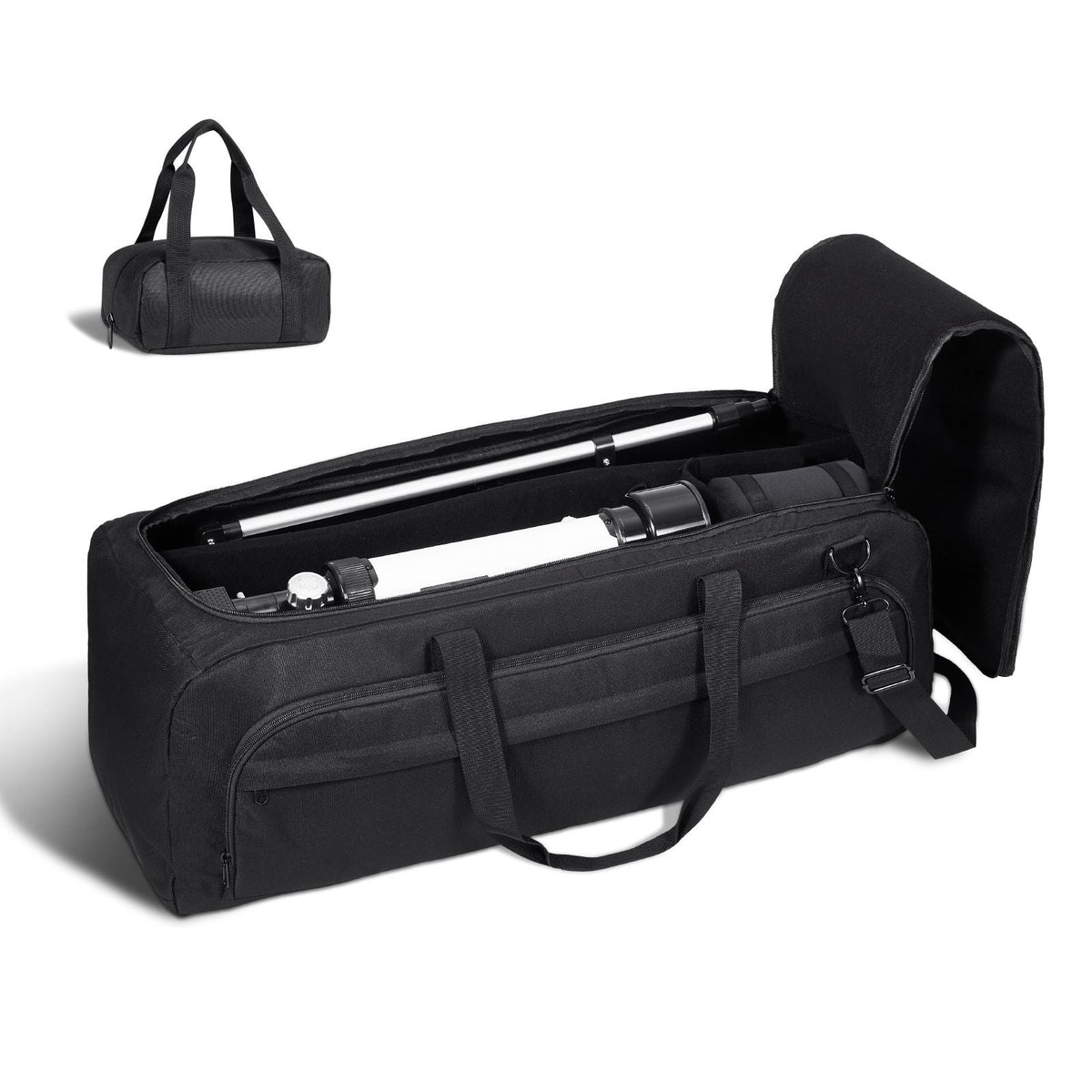 Telescope Case, 30.3", Telescope Storage Bag with Fixed Buckles, Multi-Pocket & Detachable Divider, Shock-Absorbent Telescope Travel Carrying Bag for Optical Tube & Tripod, Counterweight Pocket