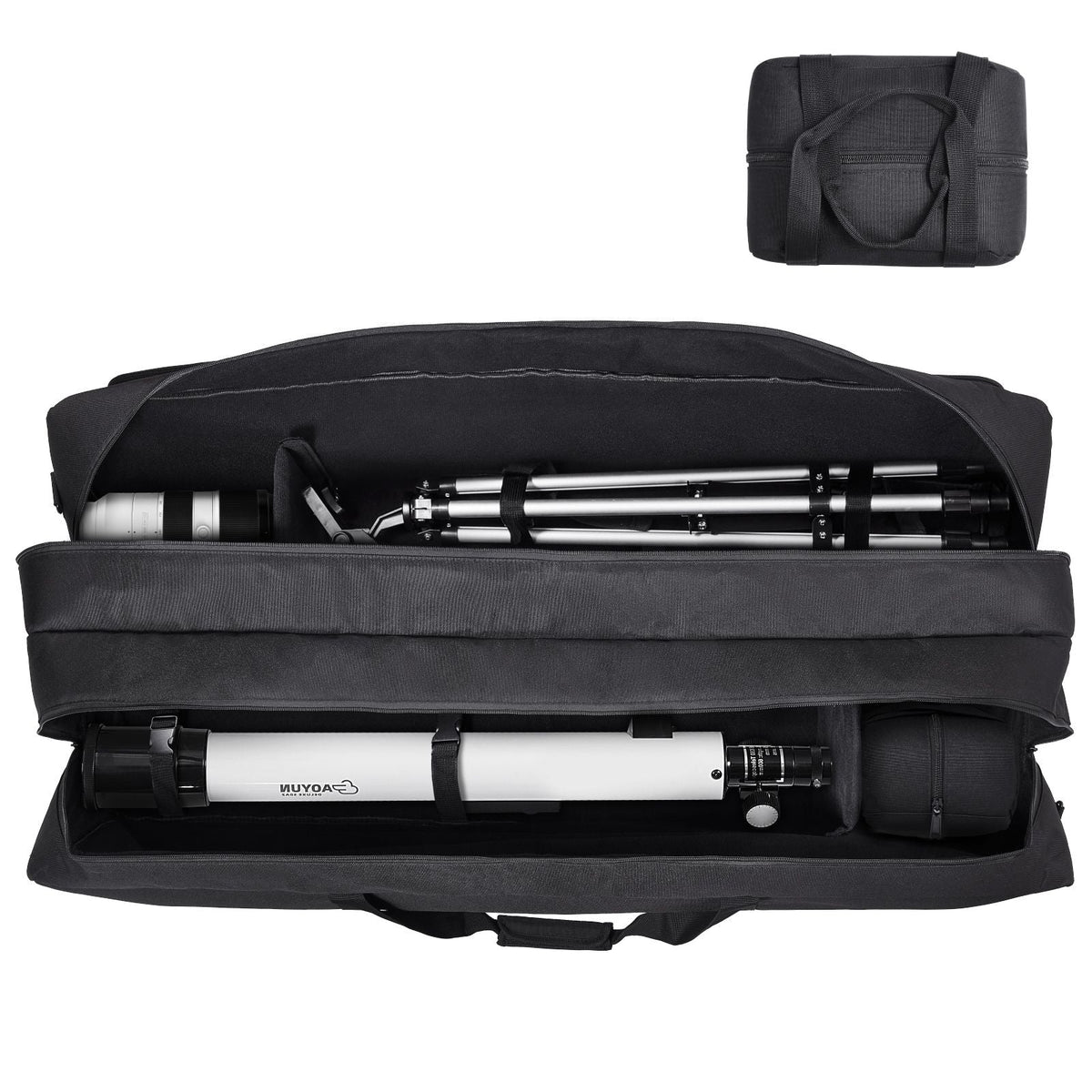 Telescope Case, 41", Telescope Large Storage Bag with Fixed Buckles, Multi-Pocket and Detachable Divider, Shock-Absorbent Telescope Carrying Case for Optical Tube & Tripod, Counterweight Pocket
