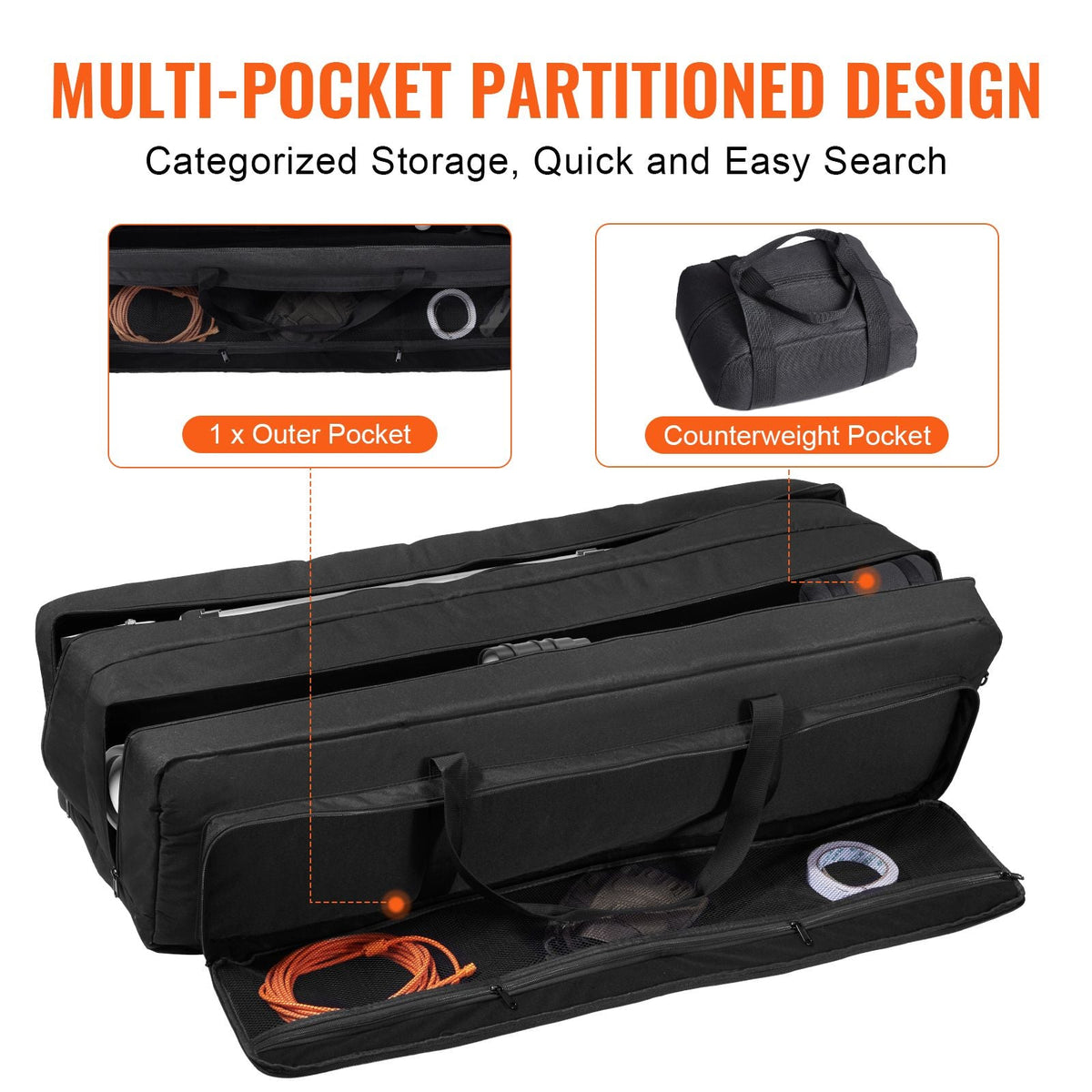 Telescope Case, 41", Telescope Large Storage Bag with Fixed Buckles, Multi-Pocket and Detachable Divider, Shock-Absorbent Telescope Carrying Case for Optical Tube & Tripod, Counterweight Pocket