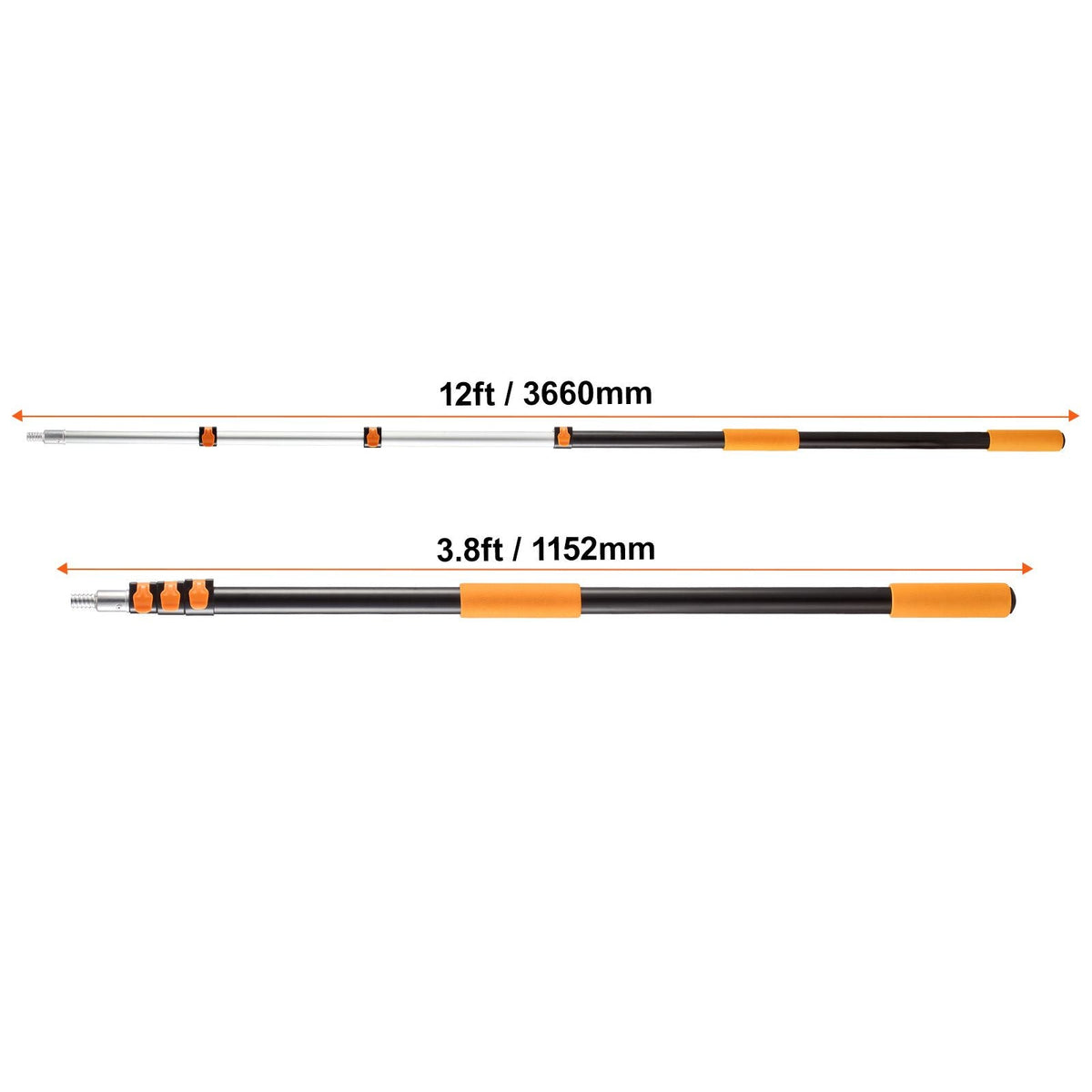 Telescopic Extension Pole, 3.8-12 FT Multi-Purpose Extendable Pole, Sturdy Aluminum Alloy Paint Pole Extension with Flip-Lock Design, High Reach Roller Stick for Painting, Dusting and Cleaning