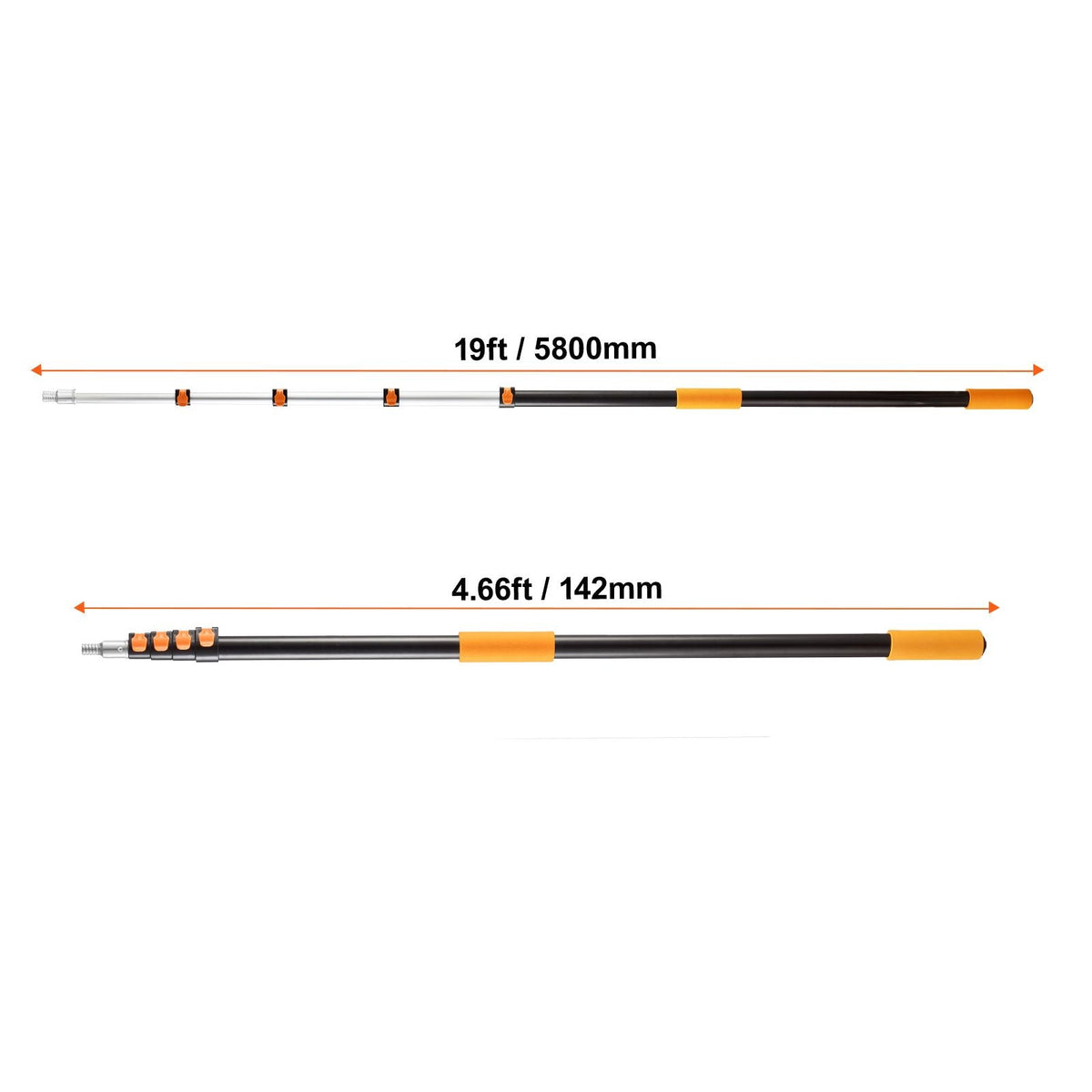 Telescopic Extension Pole, 4.66-19 FT Multi-Purpose Extendable Pole, Sturdy Aluminum Alloy Paint Pole Extension with Flip-Lock Design, High Reach Roller Stick for Painting, Dusting and Cleaning