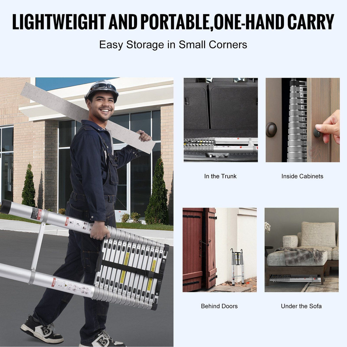 Telescoping Ladder, 20.3FT Aluminum Lightweight Extension Ladder, Multi-button Retraction Collapsible Ladder, 419 LBS Capacity with Non-slip Feet, Portable Compact Ladders for Home, RV, Loft