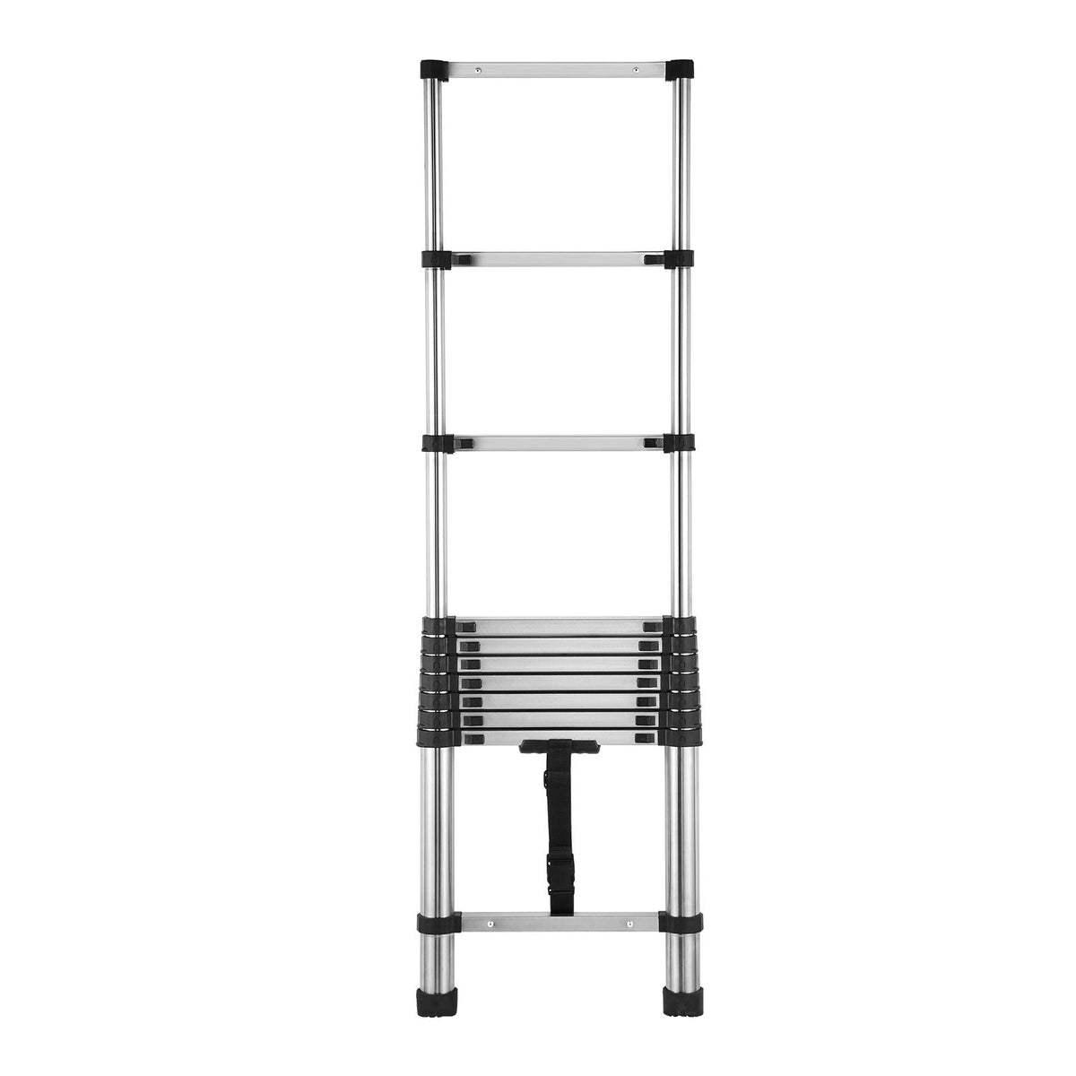 Telescoping Ladder, 8.5ft Stainless Steel Lightweight Extension Ladder, Multi-Button Retraction Collapsible Ladders, 330LBS Capacity & Non-Slip Feet, Portable 9-Step Ladders for Home, RV, Loft