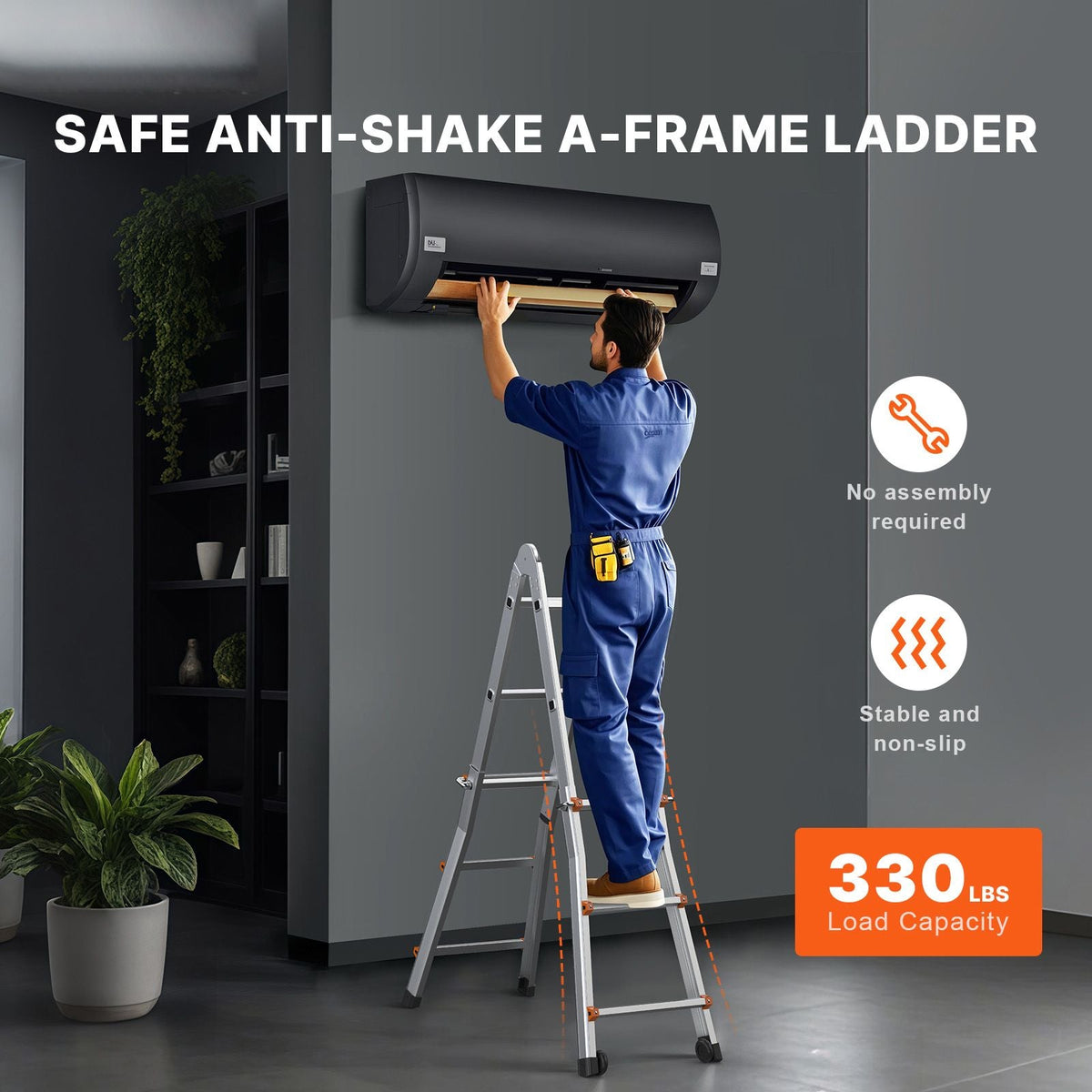 Telescoping Ladder A Frame, 11 FT Compact Aluminum Extension Ladder, Multi-Function Portable Collapsible RV Ladder, Telescopic Ladder for Homework Stairs Indoor Outdoor Roof, 330lb Load