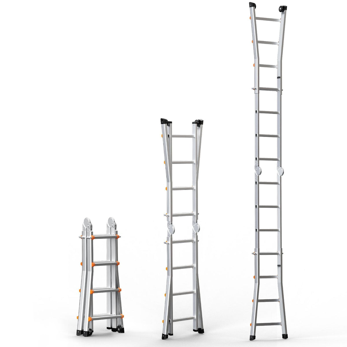 Telescoping Ladder A Frame, 15.5 FT Compact Aluminum Extension Ladder, Multi-Function Portable Collapsible RV Ladder, Telescopic Ladder for Homework Stairs Indoor Outdoor Roof, 330lb Load