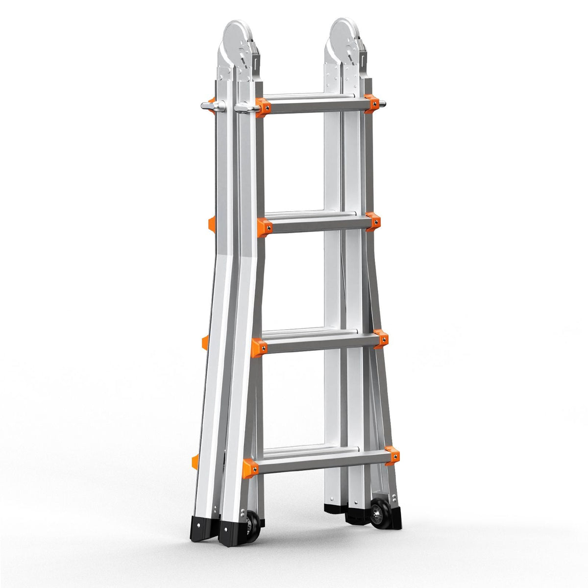 Telescoping Ladder A Frame, 15.5 FT Compact Aluminum Extension Ladder, Multi-Function Portable Collapsible RV Ladder, Telescopic Ladder for Homework Stairs Indoor Outdoor Roof, 330lb Load