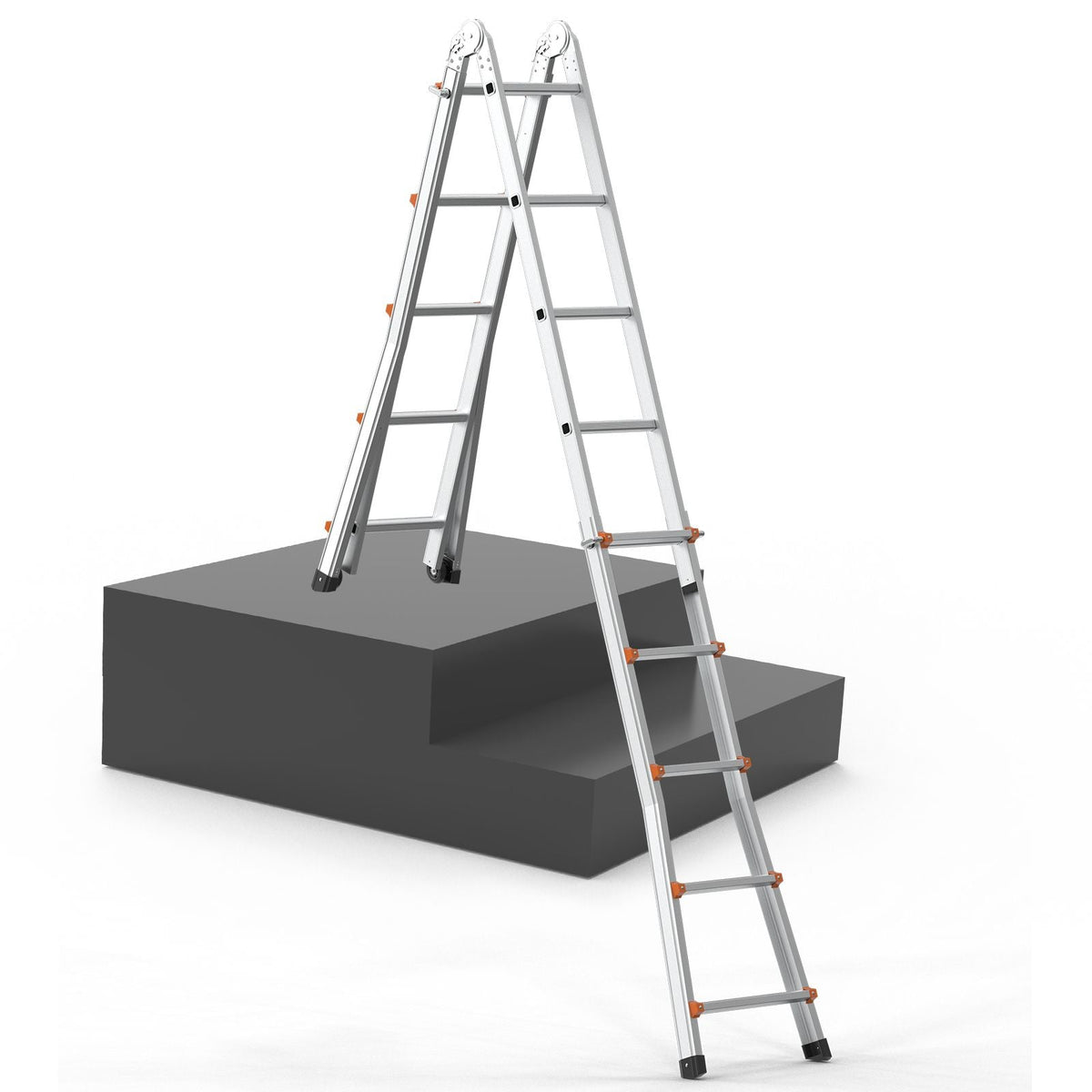 Telescoping Ladder A Frame, 17 FT Compact Aluminum Extension Ladder, Multi-Function Portable Collapsible RV Ladder, Telescopic Ladder for Homework Stairs Indoor Outdoor Roof, 330lb Load