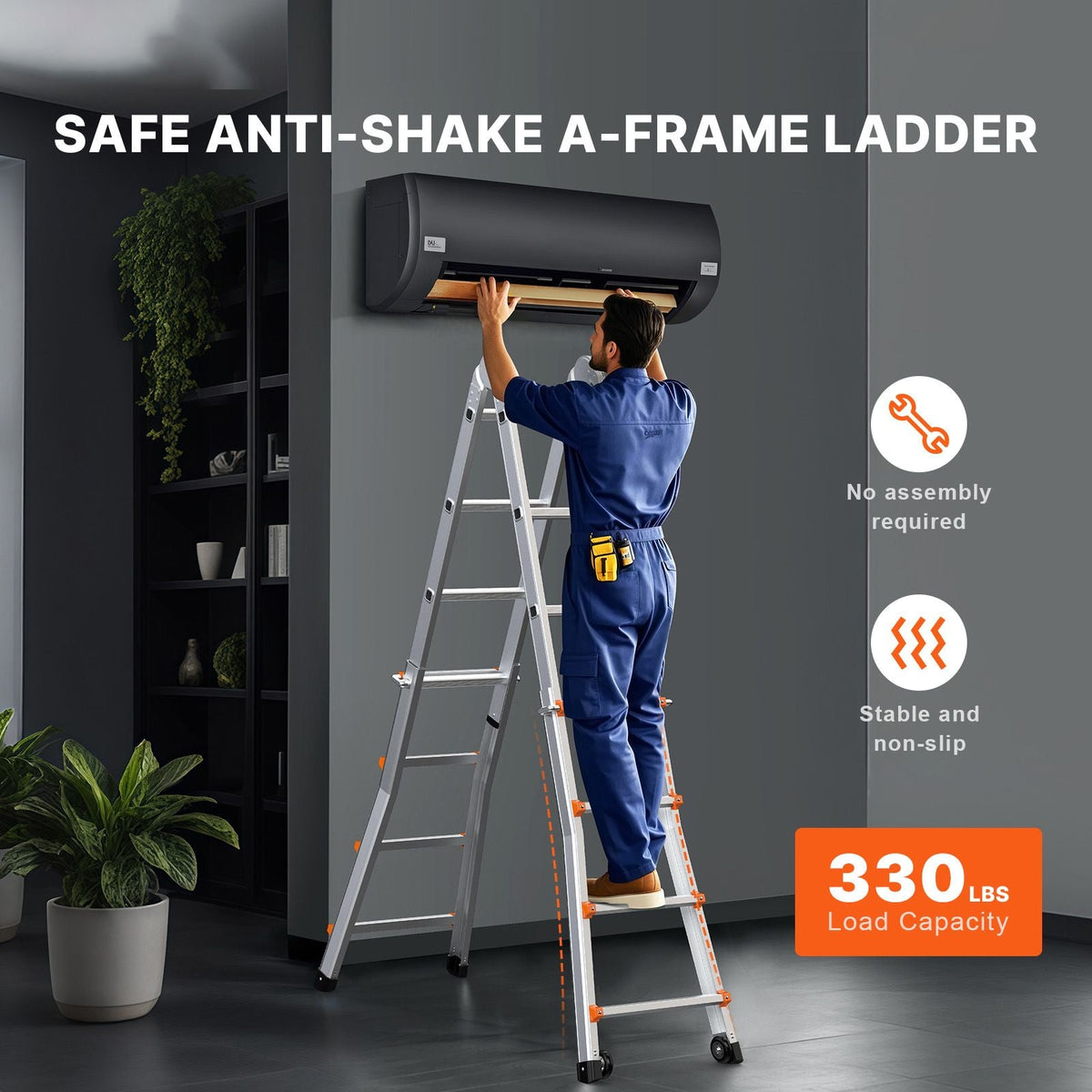Telescoping Ladder A Frame, 20 FT Compact Aluminum Extension Ladder, Multi-Function Portable Collapsible RV Ladder, Telescopic Ladder for Homework Stairs Indoor Outdoor Roof, 330lb Load