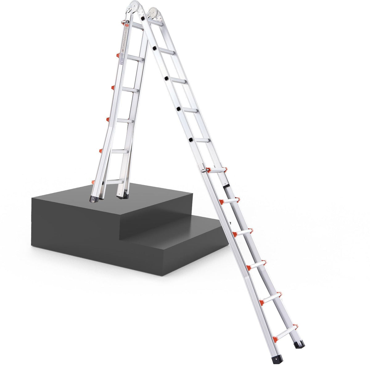 Telescoping Ladder A Frame, 20.5 FT Compact Aluminum Extension Ladder, Multi-Function Portable Collapsible RV Ladder, Telescopic Ladder for Homework Stairs Indoor Outdoor Roof, 330lb Load