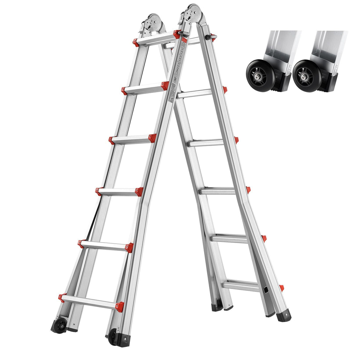Telescoping Ladder A Frame, 20.5 FT Compact Aluminum Extension Ladder, Multi-Function Portable Collapsible RV Ladder, Telescopic Ladder for Homework Stairs Indoor Outdoor Roof, 330lb Load