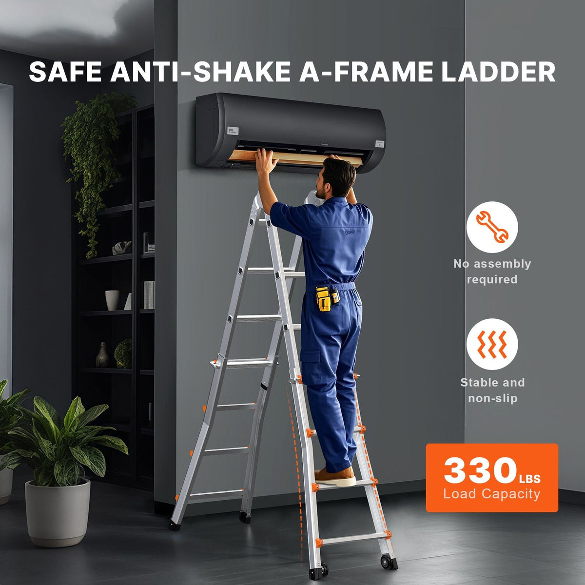 Telescoping Ladder A Frame, 20.5 FT Compact Aluminum Extension Ladder, Multi-Function Portable Collapsible RV Ladder, Telescopic Ladder for Homework Stairs Indoor Outdoor Roof, 330lb Load