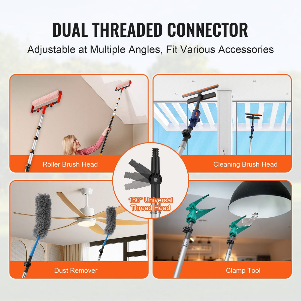 Telescoping Pole, 7 to 30 FT Pole, Extension Multi-Purpose Pole, Sturdy Aluminum Alloy Paint Extendable Pole with Flip-Lock Design, Telescopic Pole for Painting, Dusting and Cleaning
